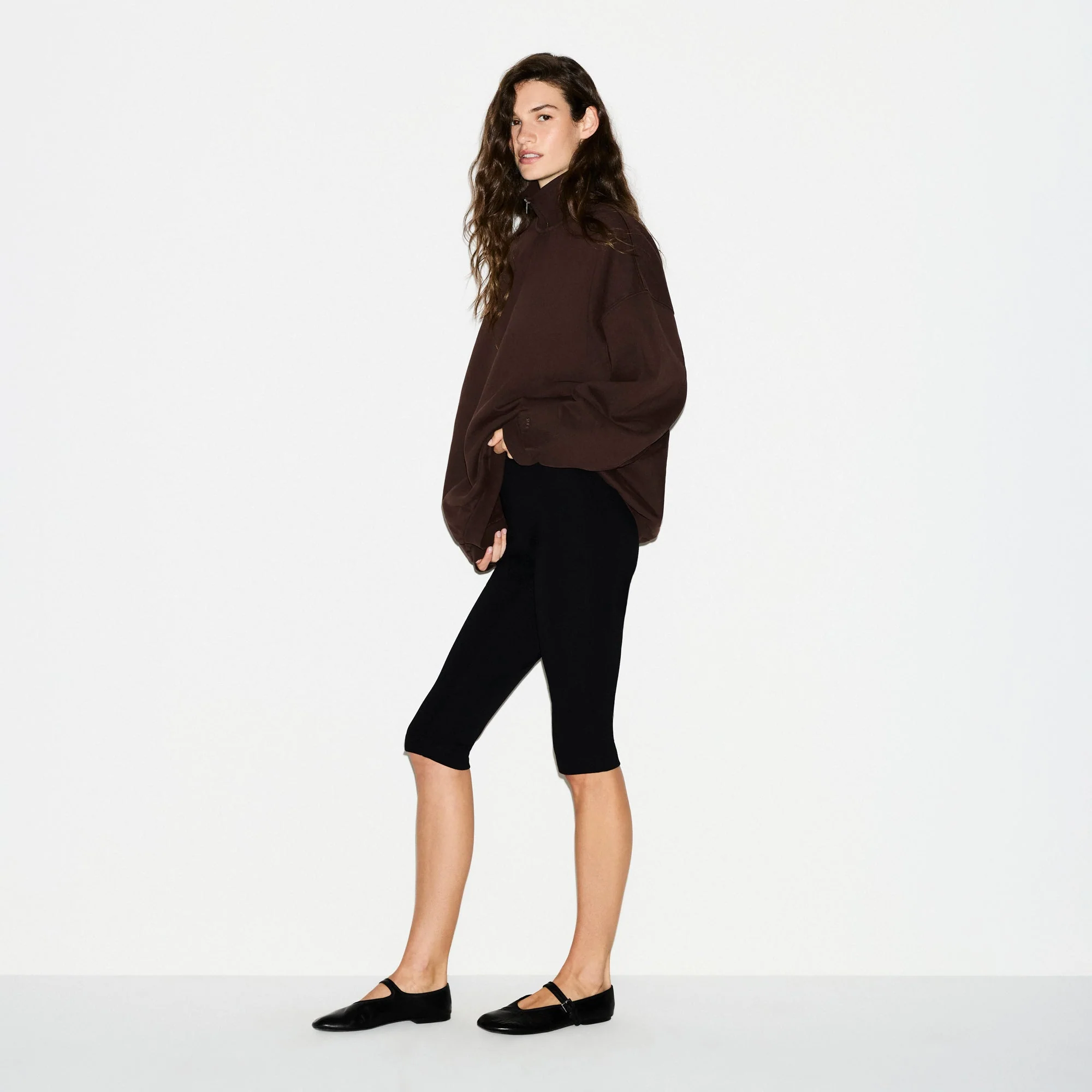 BOYFRIEND FLEECE OVERSIZED HALF ZIP | ESPRESSO - Image 3