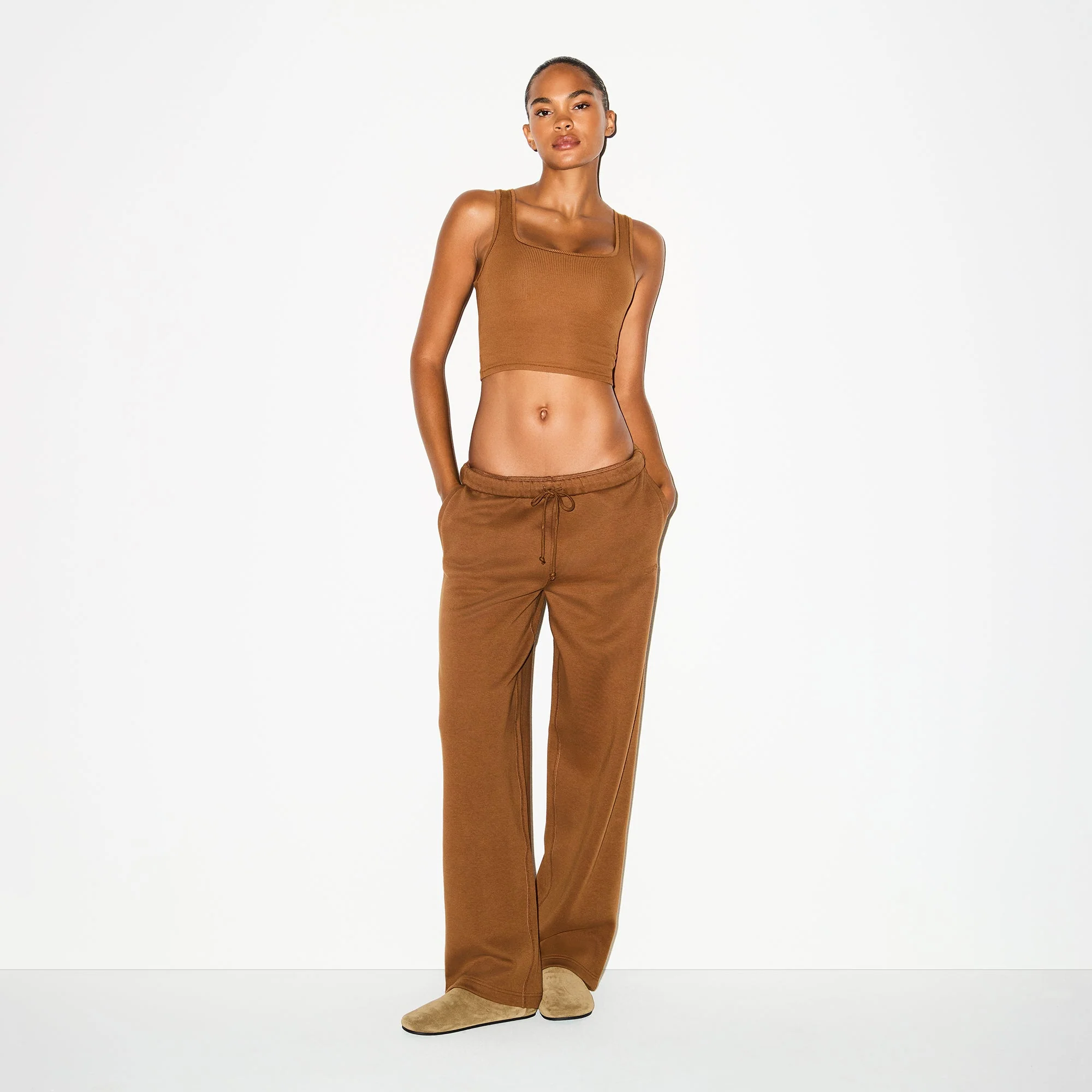 COTTON FLEECE CLASSIC STRAIGHT LEG PANT | BISON - Image 3