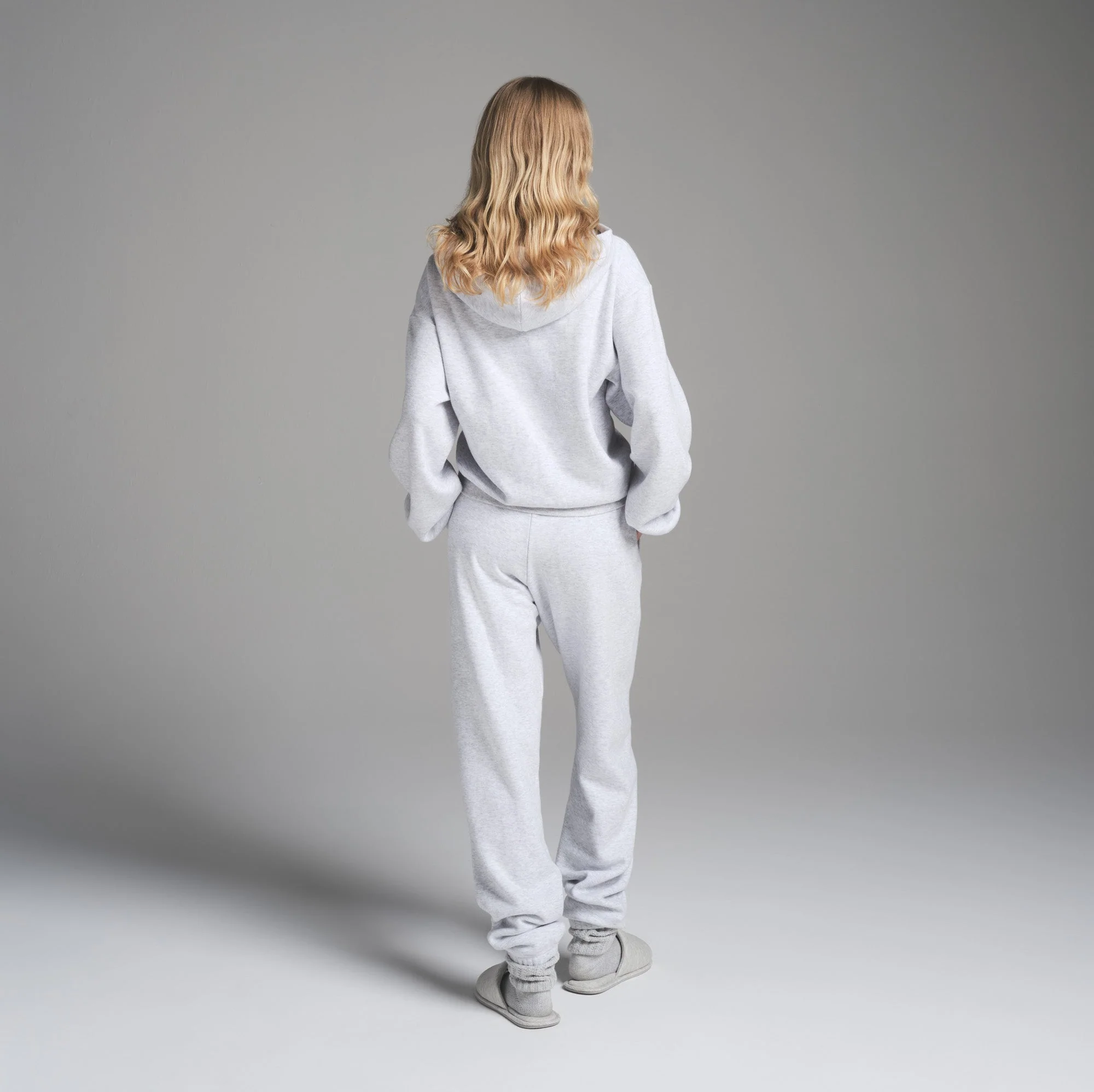 COTTON FLEECE CLASSIC ZIP UP HOODIE | LIGHT HEATHER GREY - Image 4