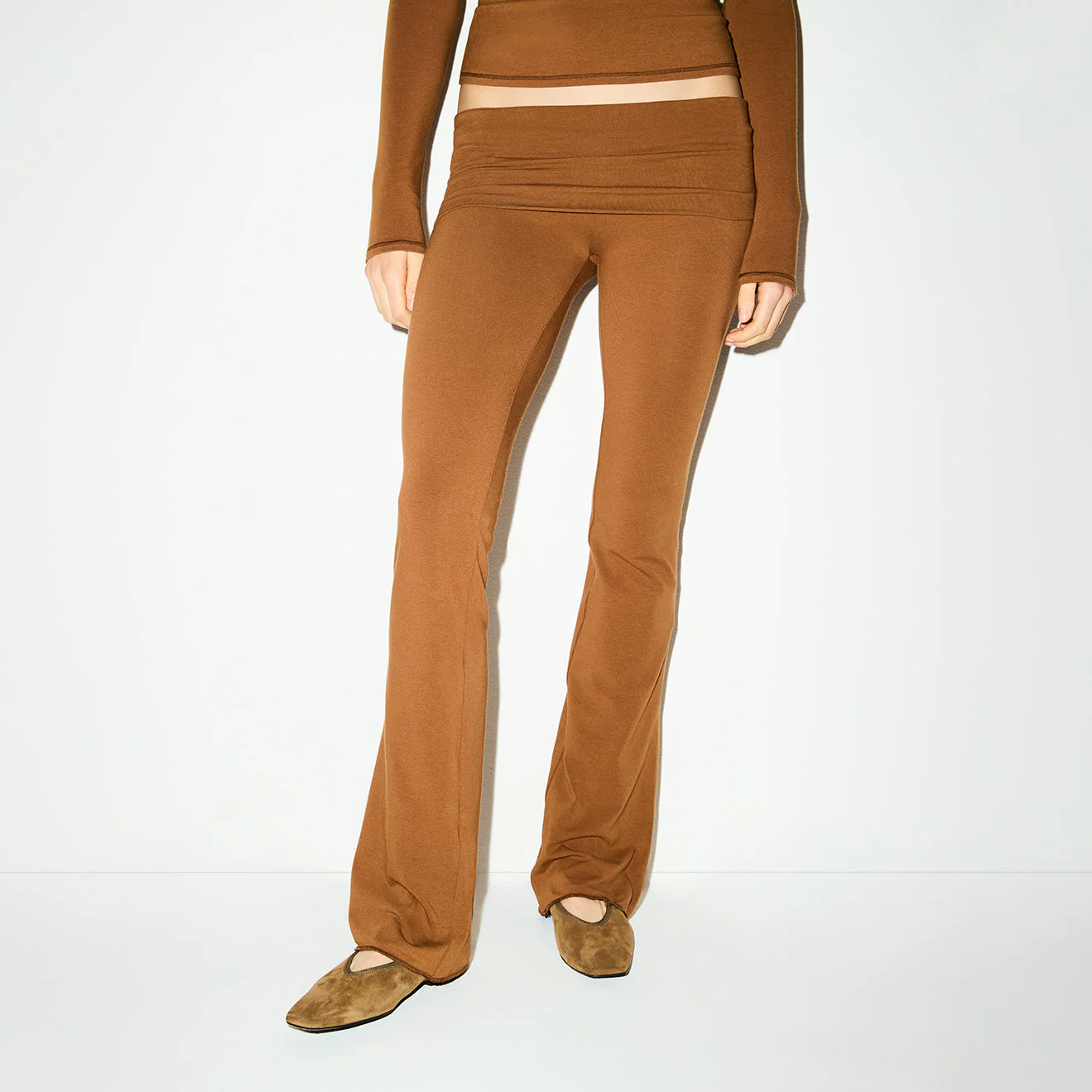 COTTON JERSEY FOLDOVER PANT | CHAI - Image 2