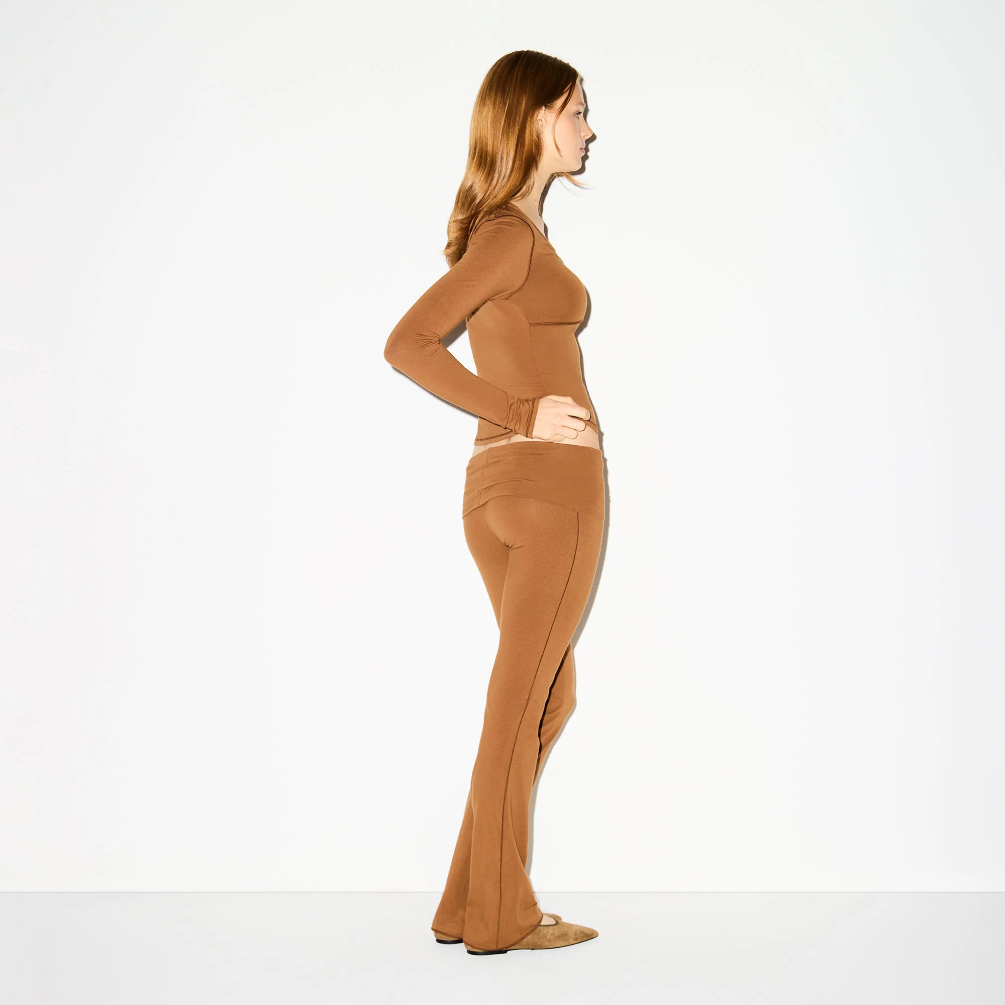 COTTON JERSEY FOLDOVER PANT | CHAI - Image 3