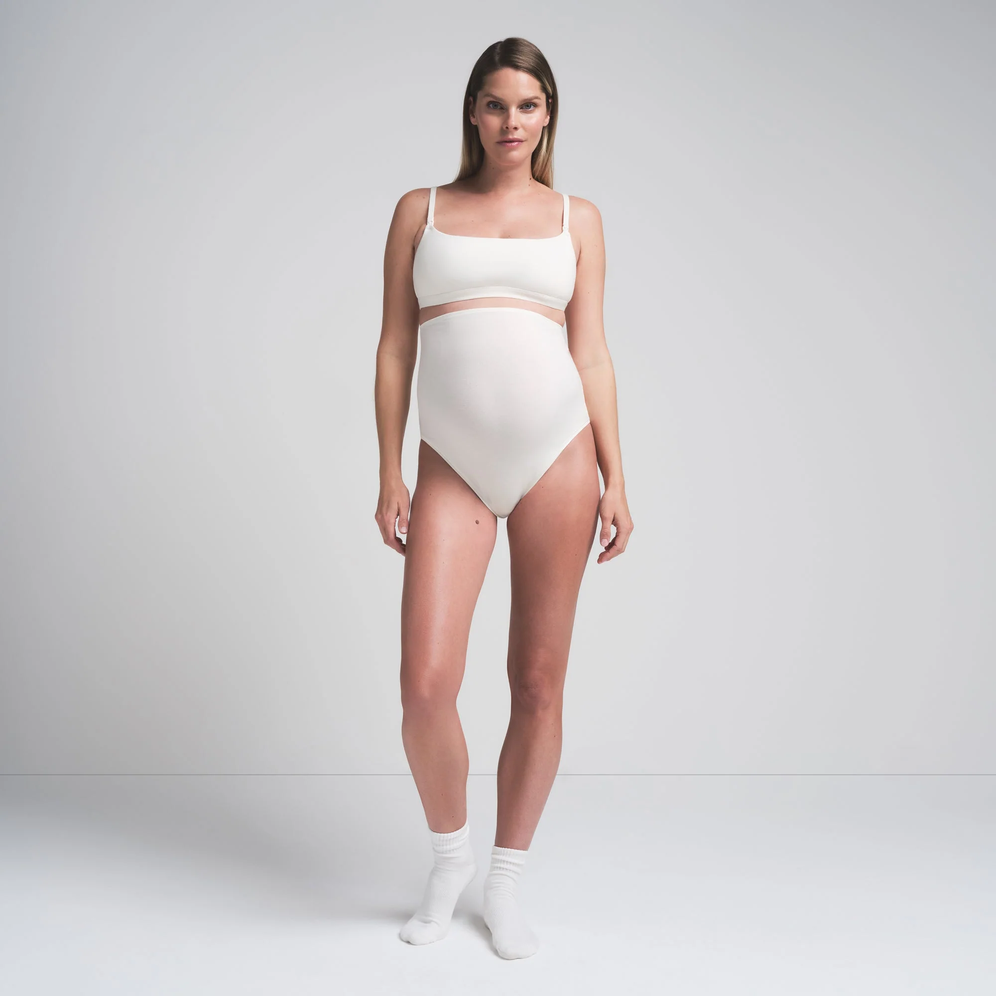 COTTON JERSEY MATERNITY HIGH-WAISTED THONG | MARBLE