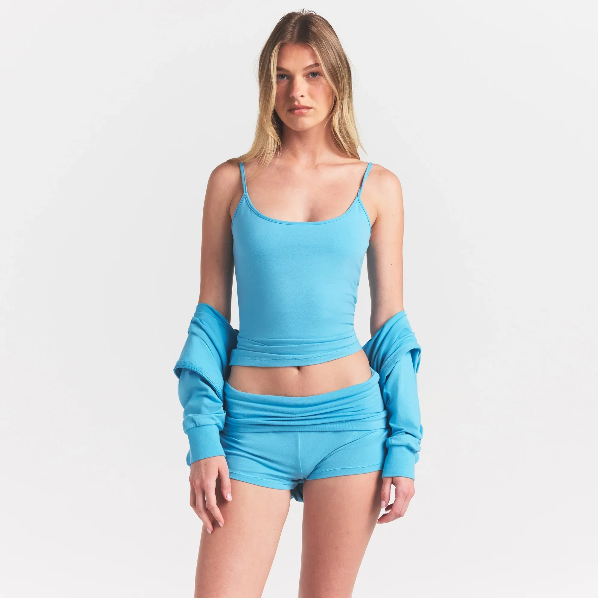 COTTON JERSEY SCOOP NECK CAMI | WATER - Image 4