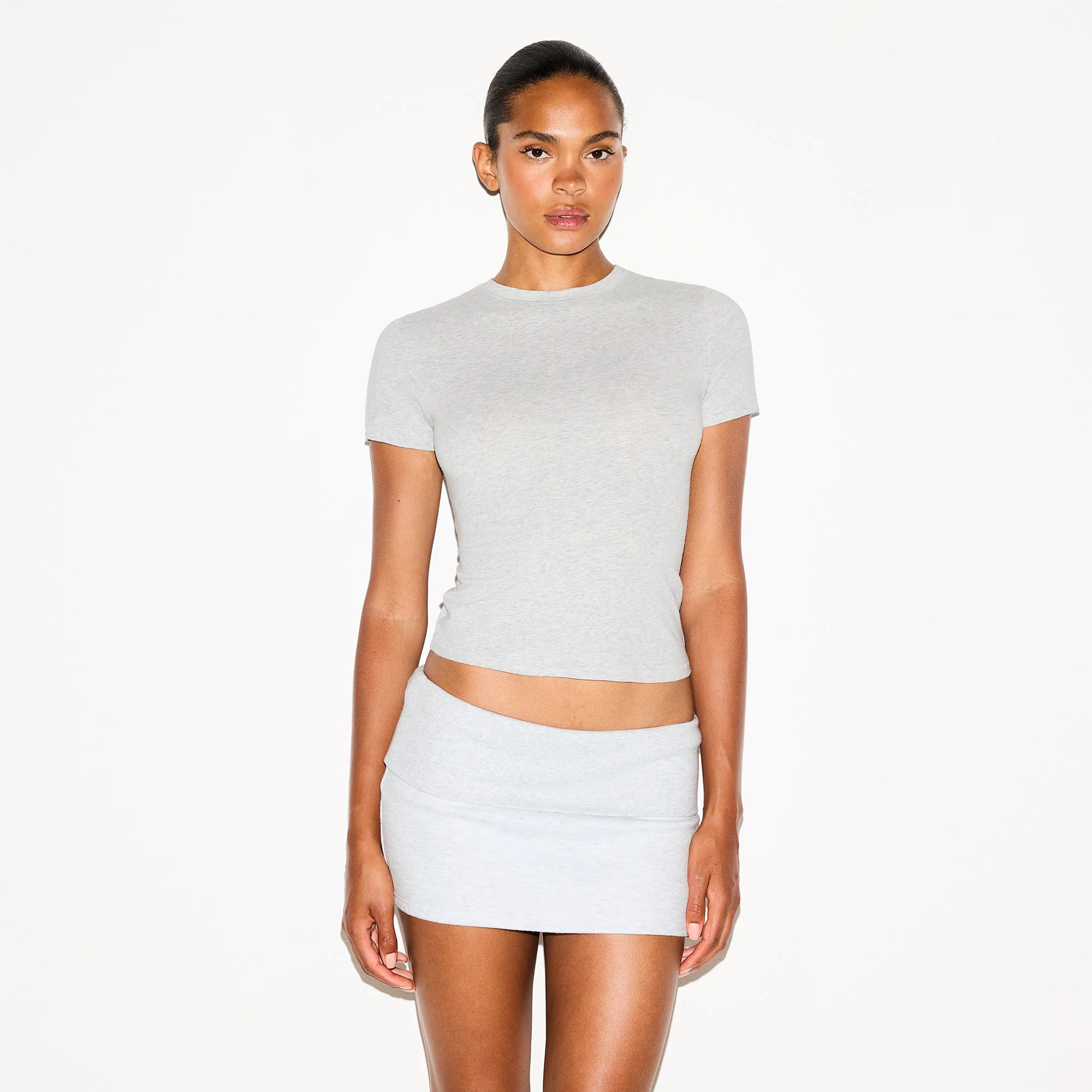 COTTON JERSEY T-SHIRT | LIGHT HEATHER GREY - Image 5
