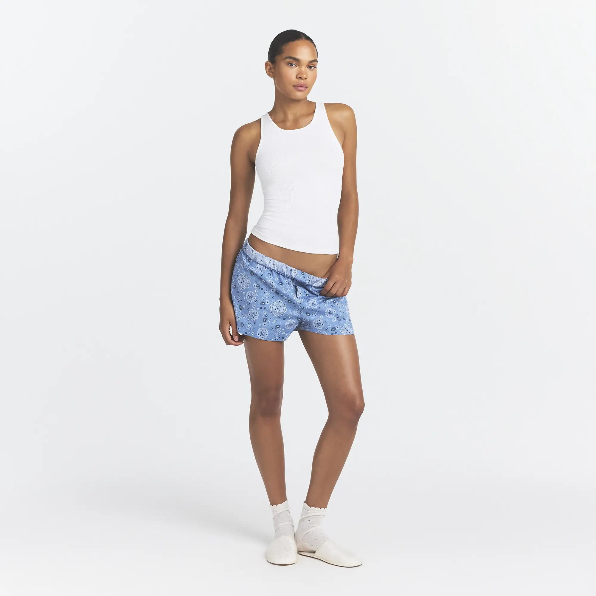 COTTON POPLIN BOXER SLEEP SET | ARCTIC SNOW BANDANA