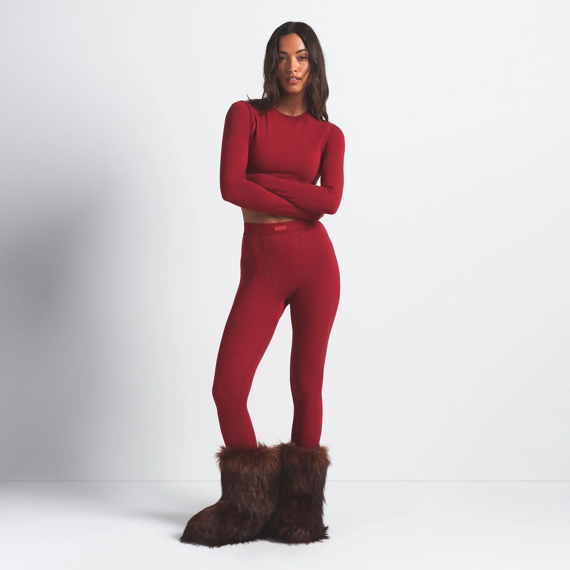 COTTON RIB LEGGING | BRICK - Image 4