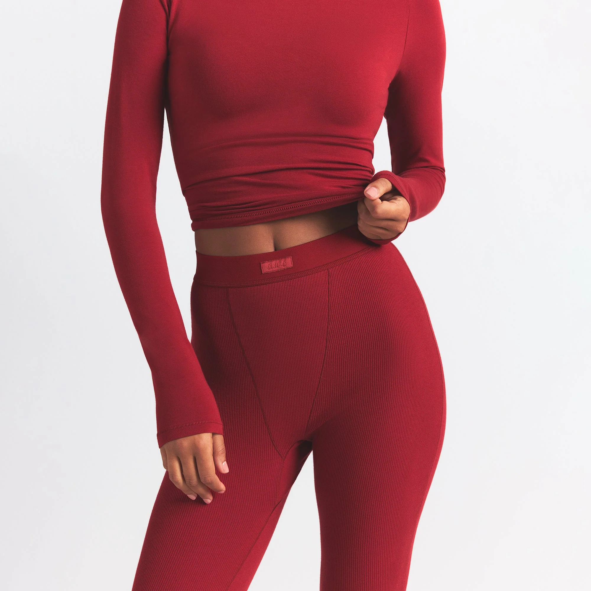 COTTON RIB LEGGING | BRICK - Image 5
