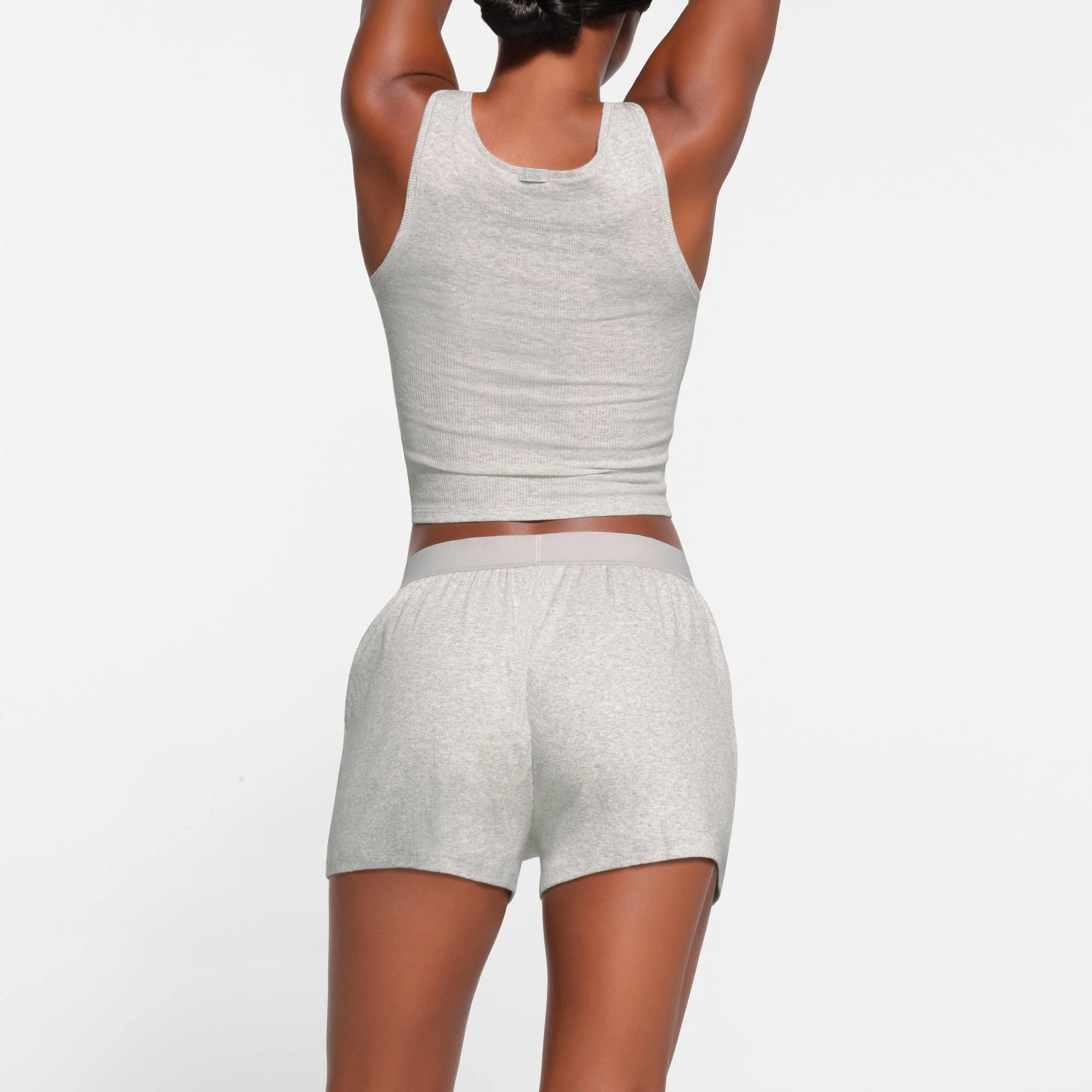 COTTON RIB LOOSE BOXER | LIGHT HEATHER GREY - Image 3