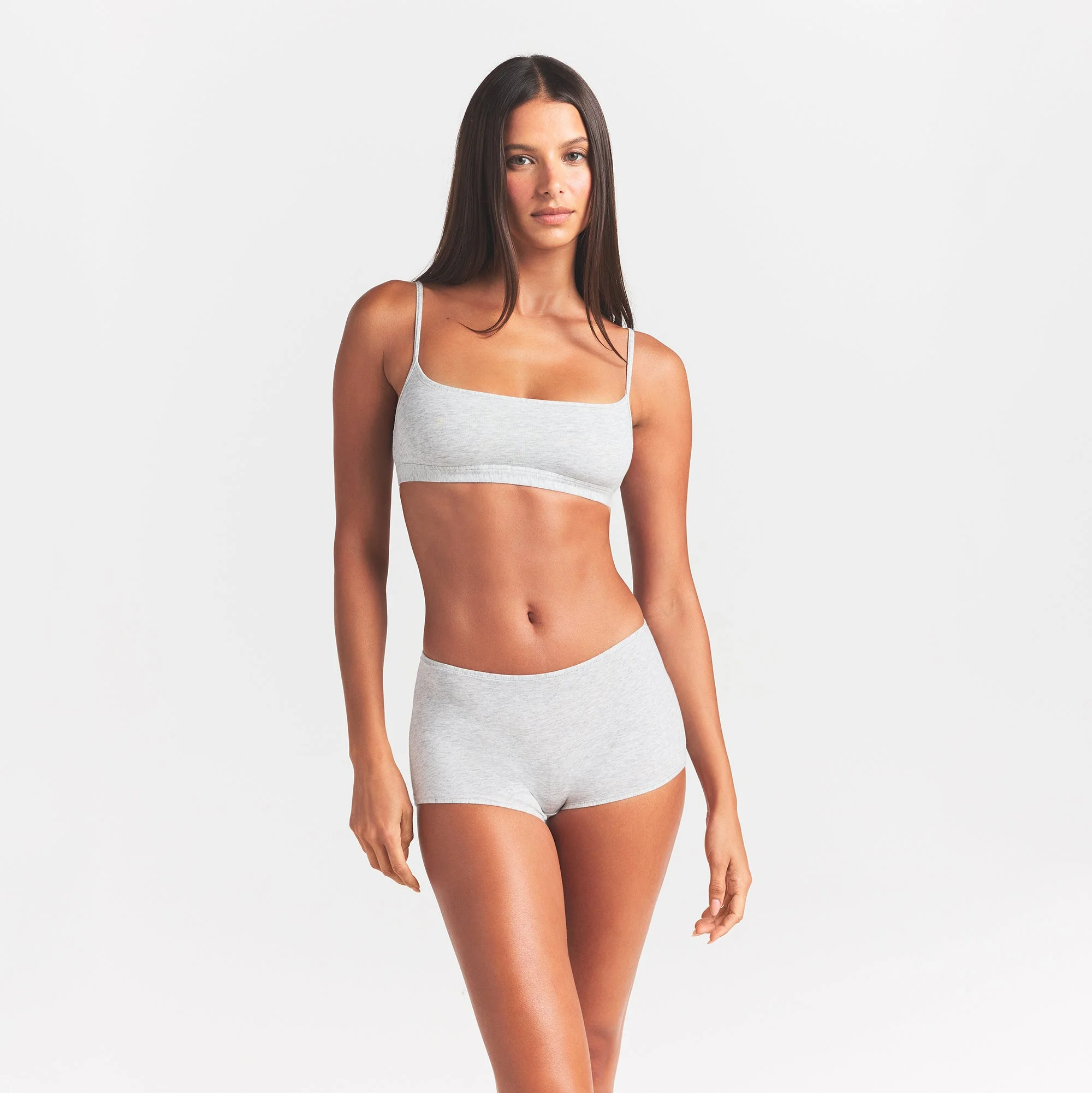 EVERYDAY COTTON SCOOP BRALETTE | LIGHT HEATHER GREY - Image 2
