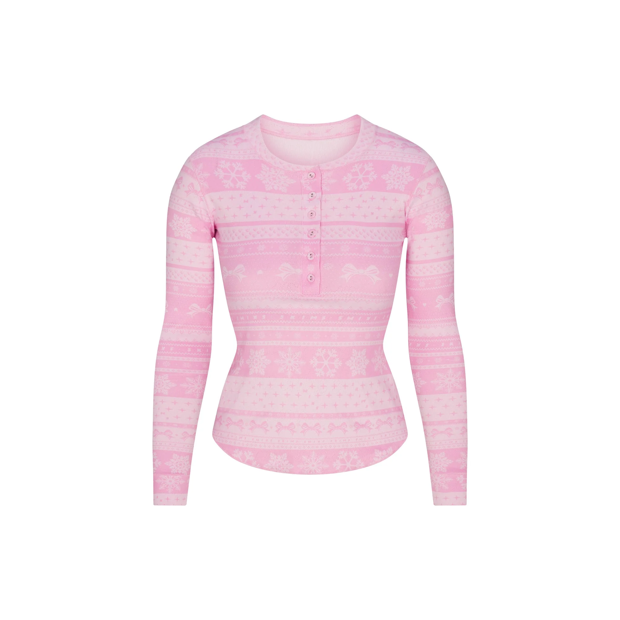 LOGO PLUSH POINTELLE HENLEY SET | BUBBLE GUM BOW FAIR ISLE - Image 5