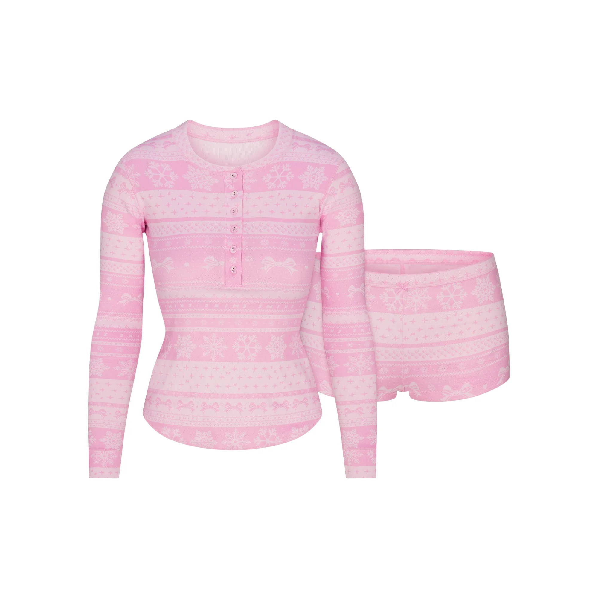 LOGO PLUSH POINTELLE HENLEY SET | BUBBLE GUM BOW FAIR ISLE - Image 6