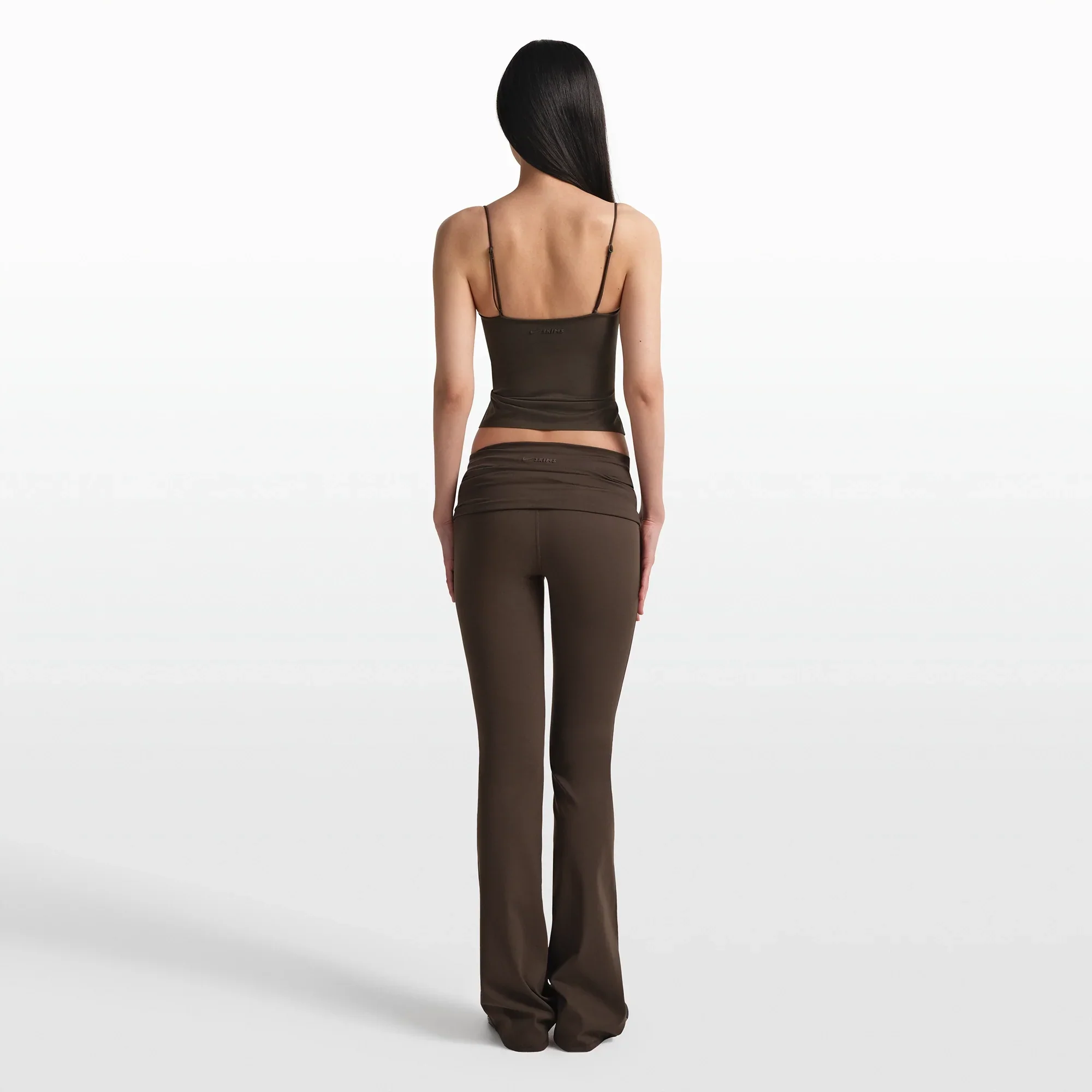 NikeSKIMS MATTE FOLDOVER WB SLIM FLARE 33 INCH LEGGING | DARK SEPIA - Image 3