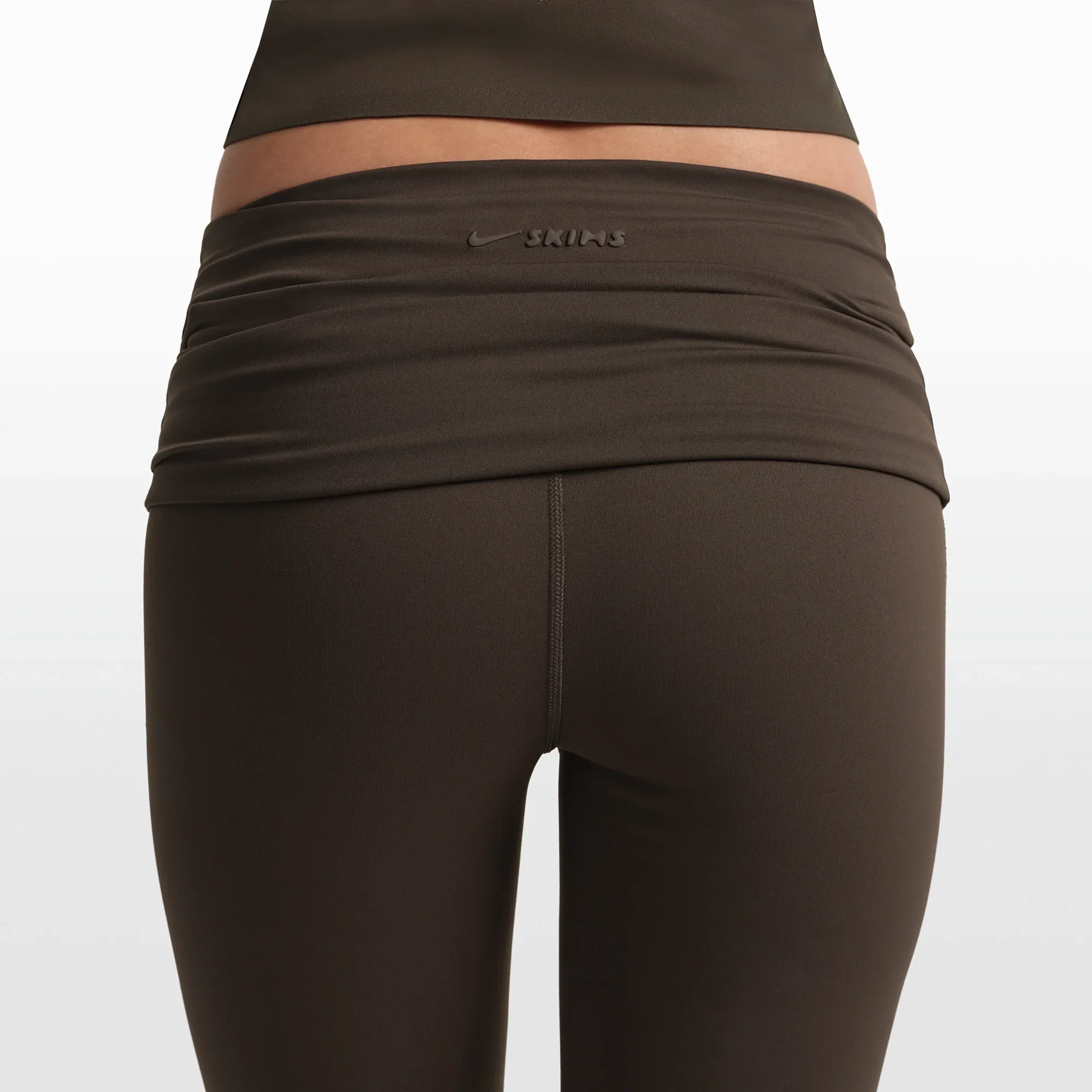 NikeSKIMS MATTE FOLDOVER WB SLIM FLARE 33 INCH LEGGING | DARK SEPIA - Image 5