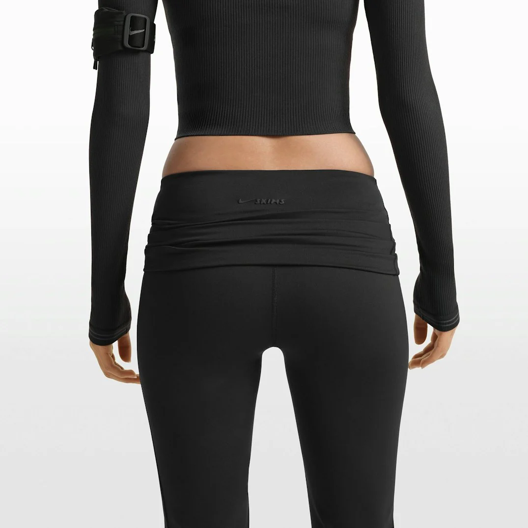 NikeSKIMS MATTE FOLDOVER WB SLIM FLARE 33 INCH LEGGING | OBSIDIAN - Image 3