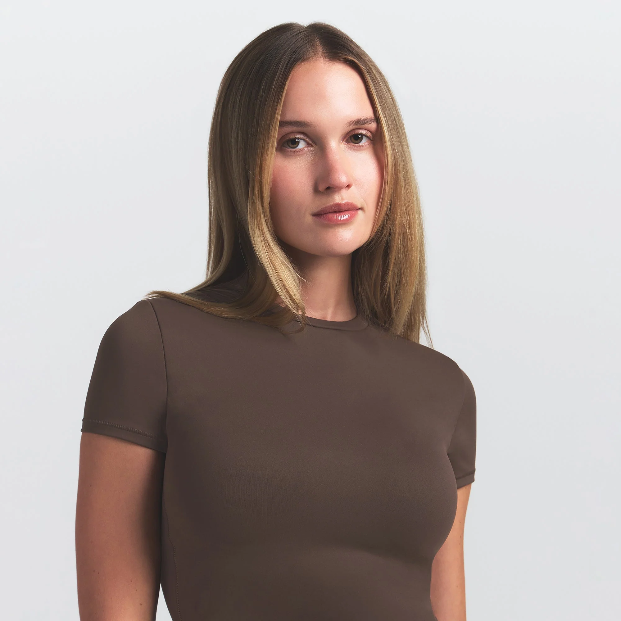 NikeSKIMS MATTE PADDED BABY TEE | DARK SEPIA - Image 2