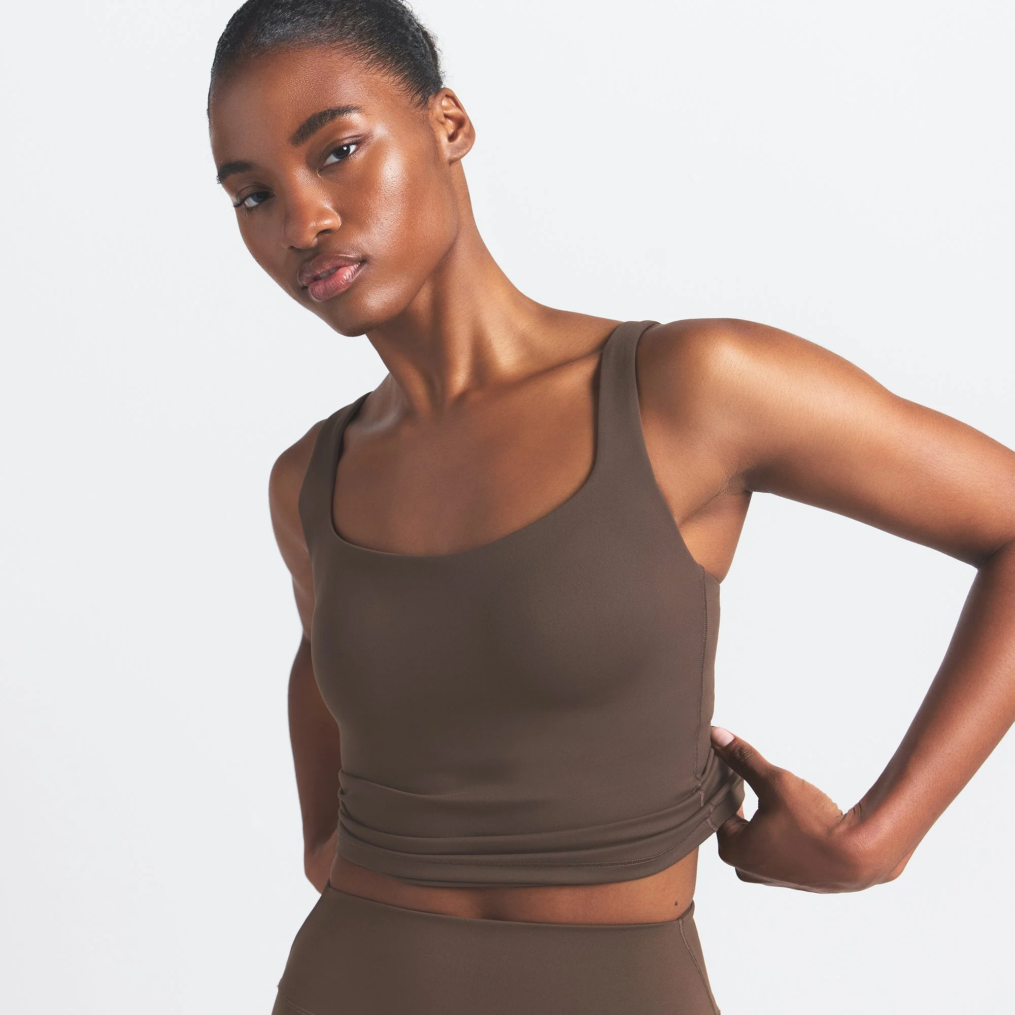 NikeSKIMS MATTE SQUARE NECK TANK | DARK SEPIA - Image 2