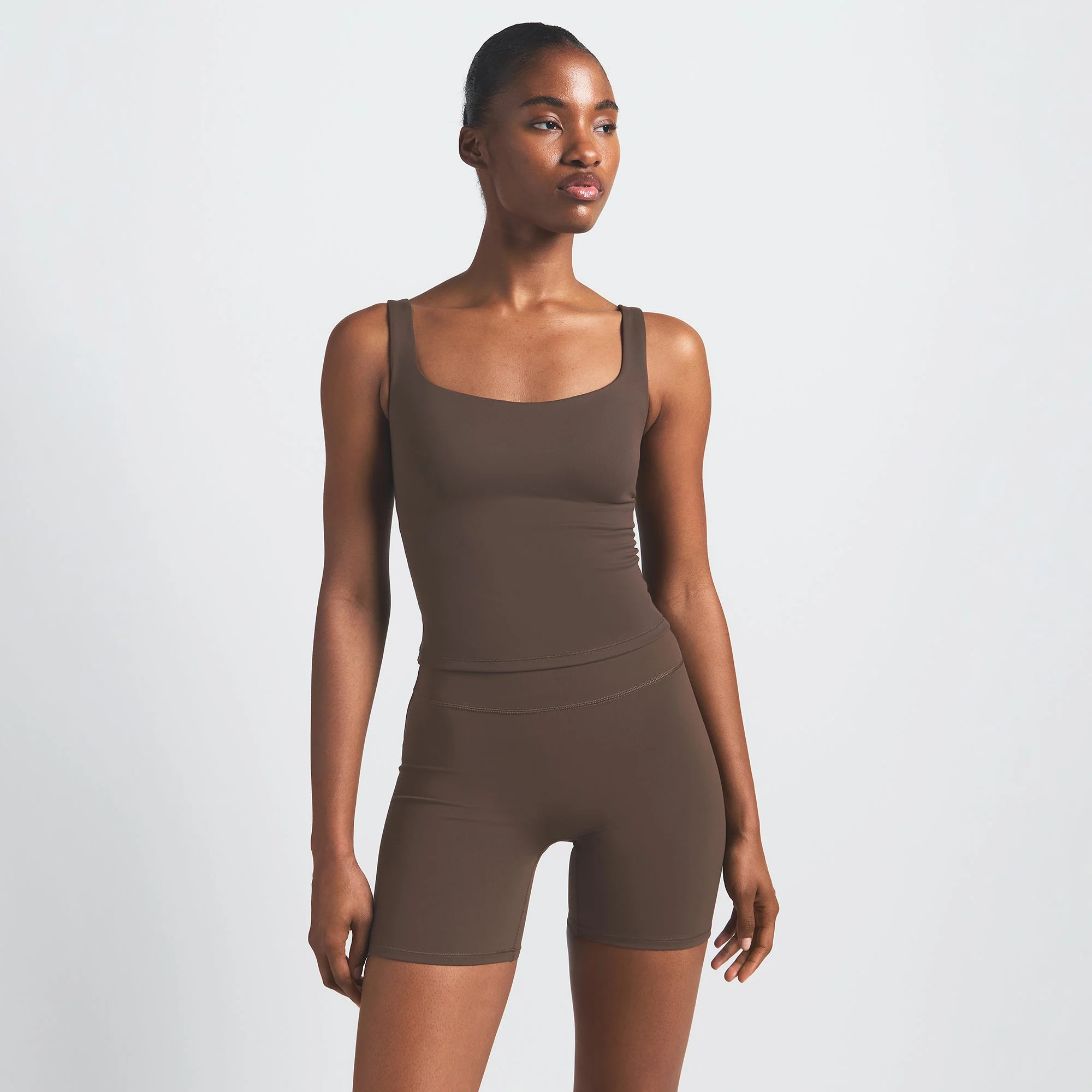 NikeSKIMS MATTE SQUARE NECK TANK | DARK SEPIA - Image 3