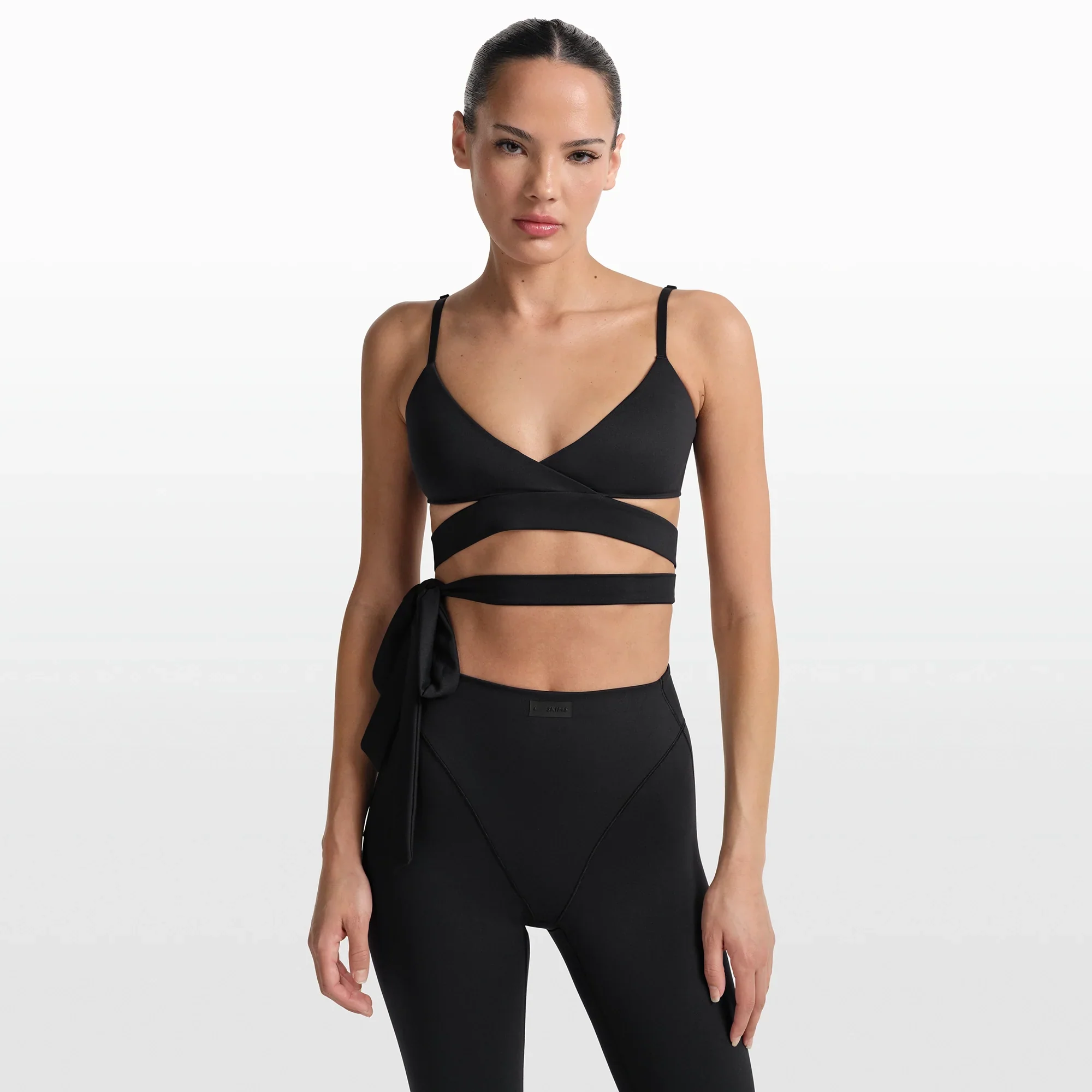 NikeSKIMS MATTE WRAP FRONT BRA | OBSIDIAN - Image 2