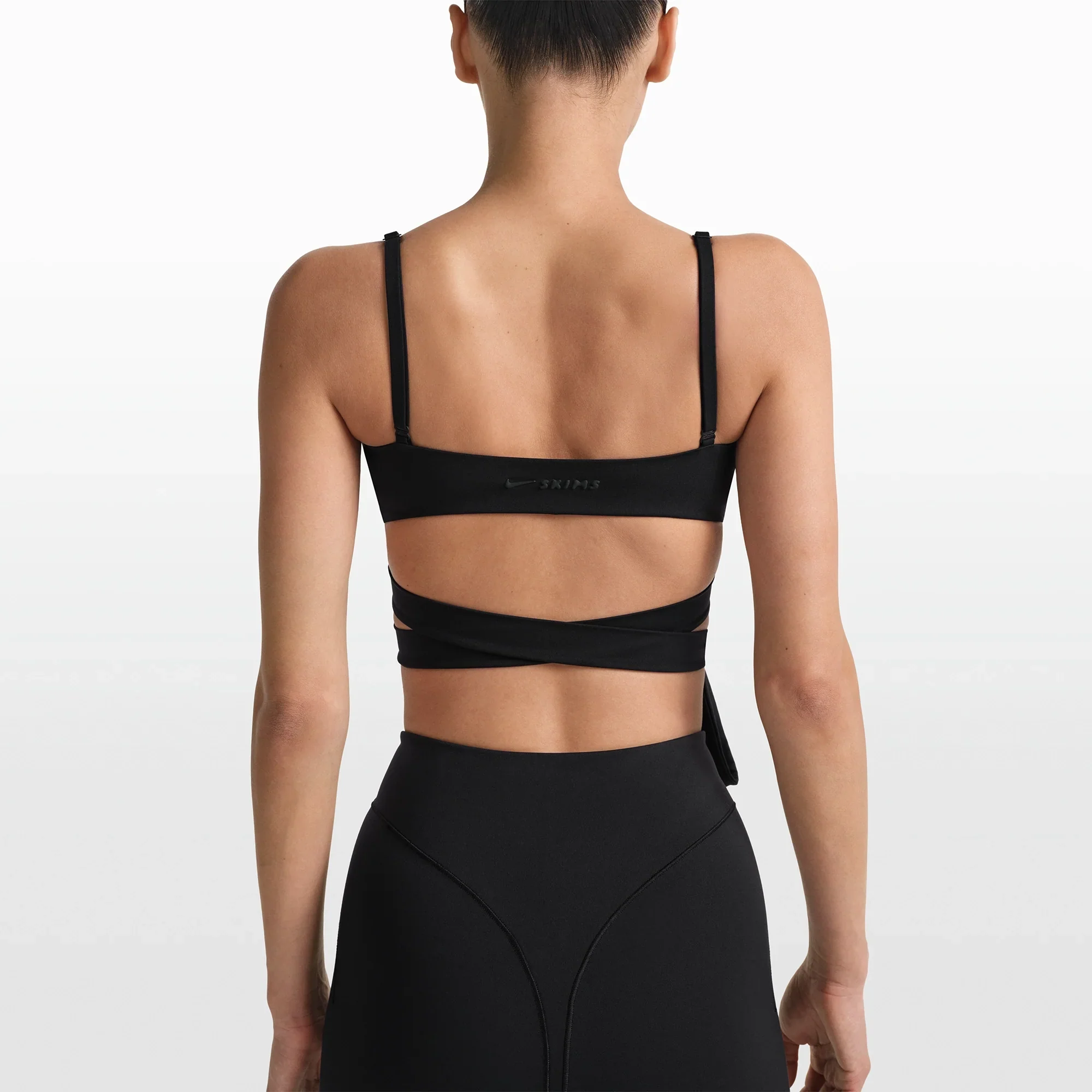 NikeSKIMS MATTE WRAP FRONT BRA | OBSIDIAN - Image 4