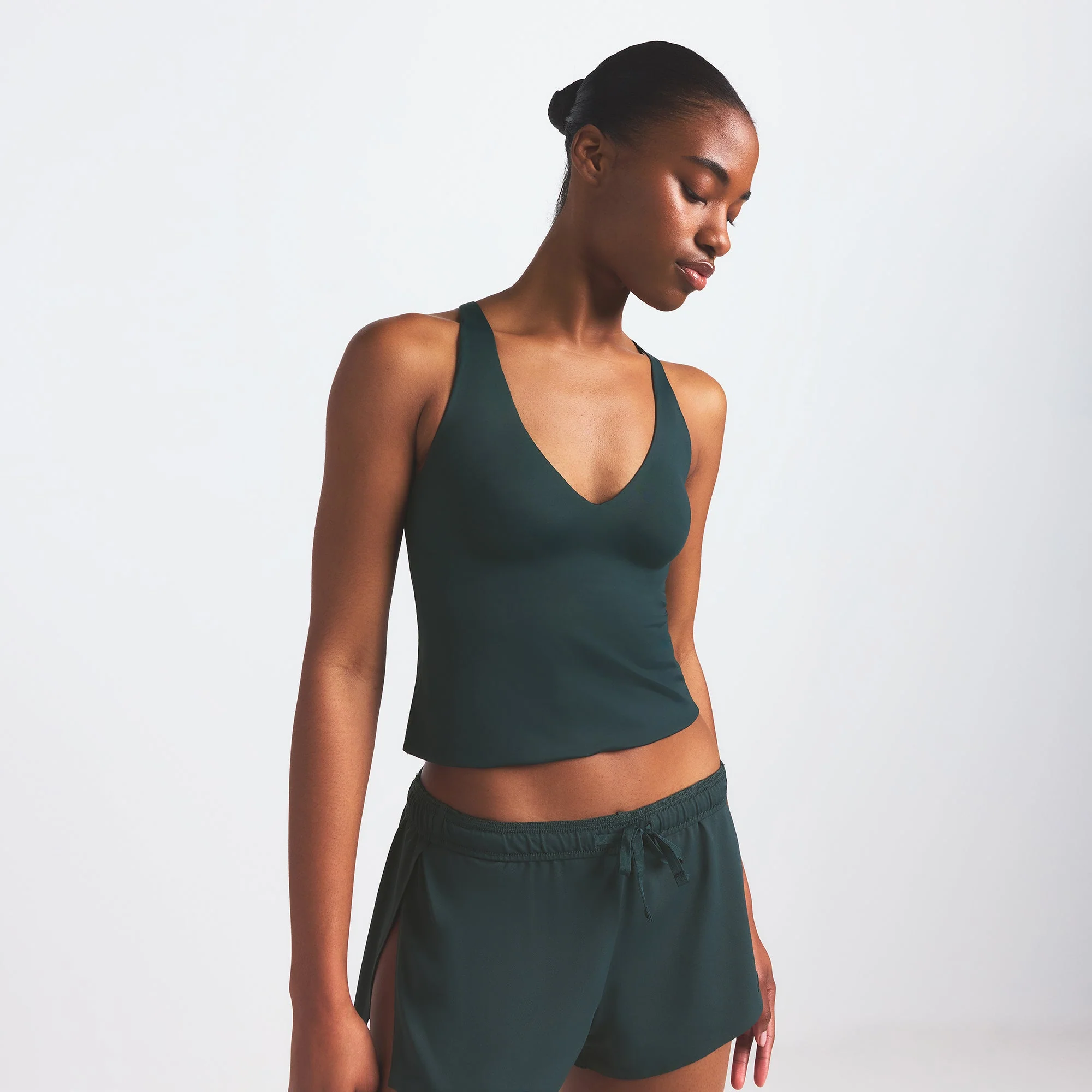 NikeSKIMS SHINE V-NECK TANK | DARK TEAL - Image 2
