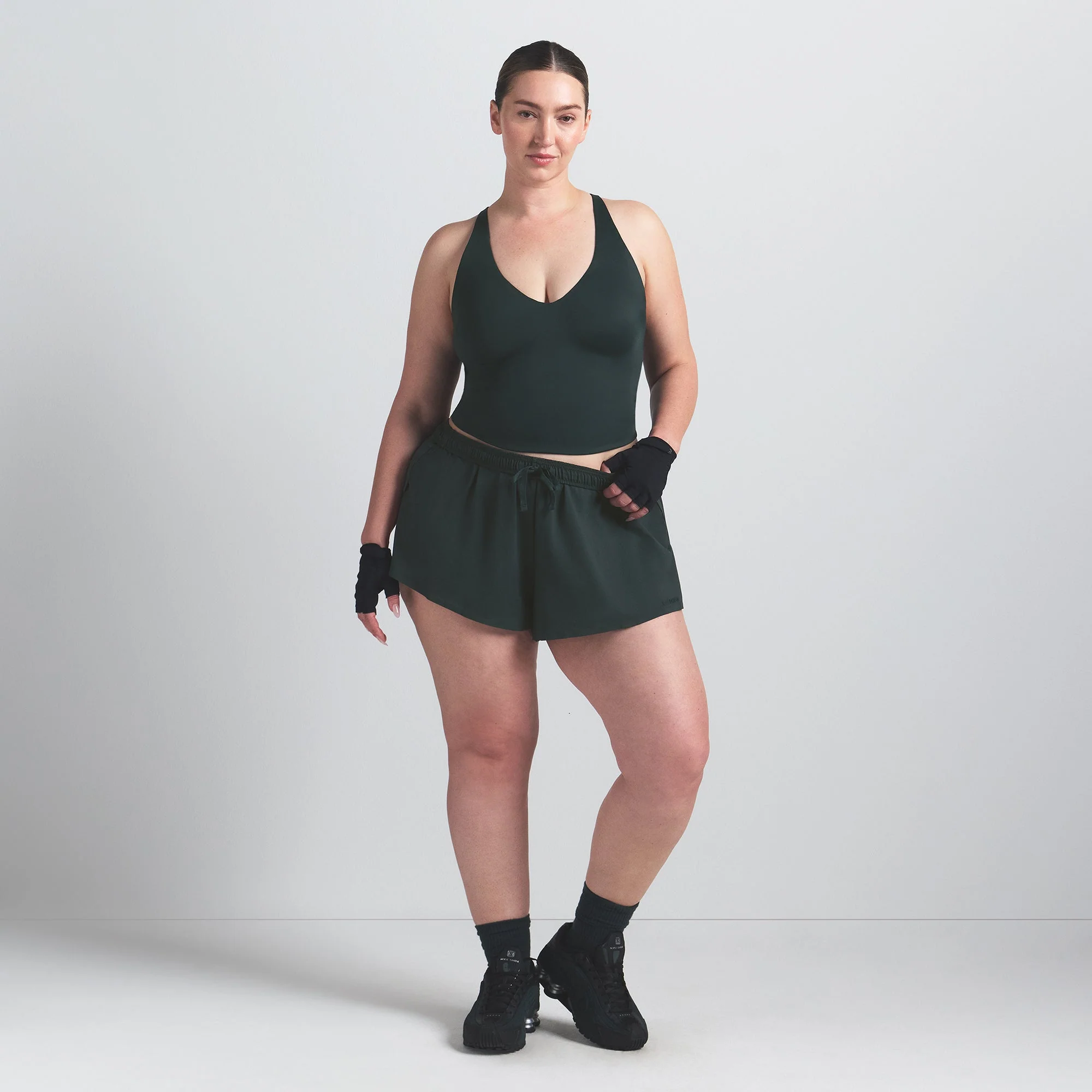 NikeSKIMS SHINE V-NECK TANK | DARK TEAL - Image 4