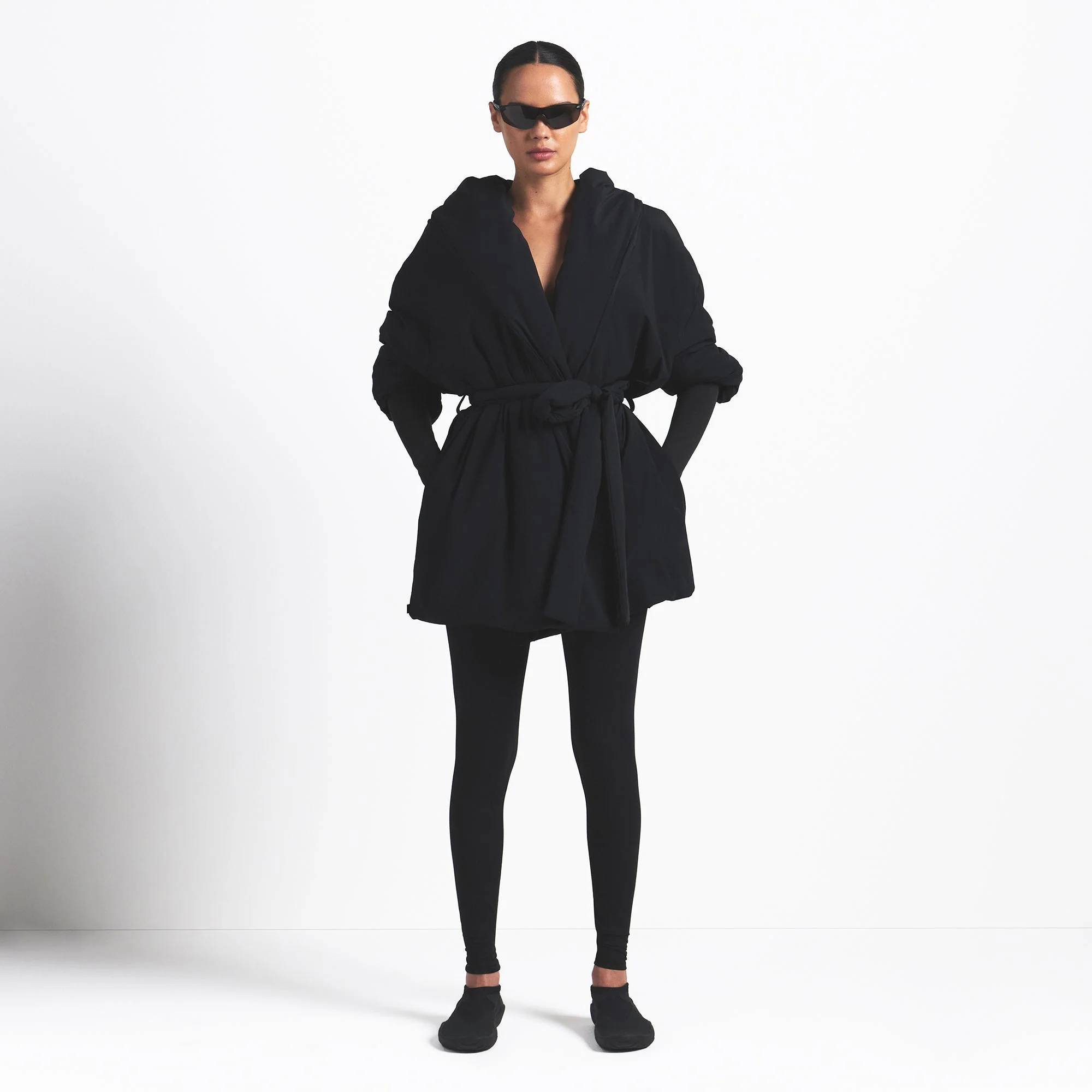 NikeSKIMS WOVEN NYLON WRAP COAT | OBSIDIAN