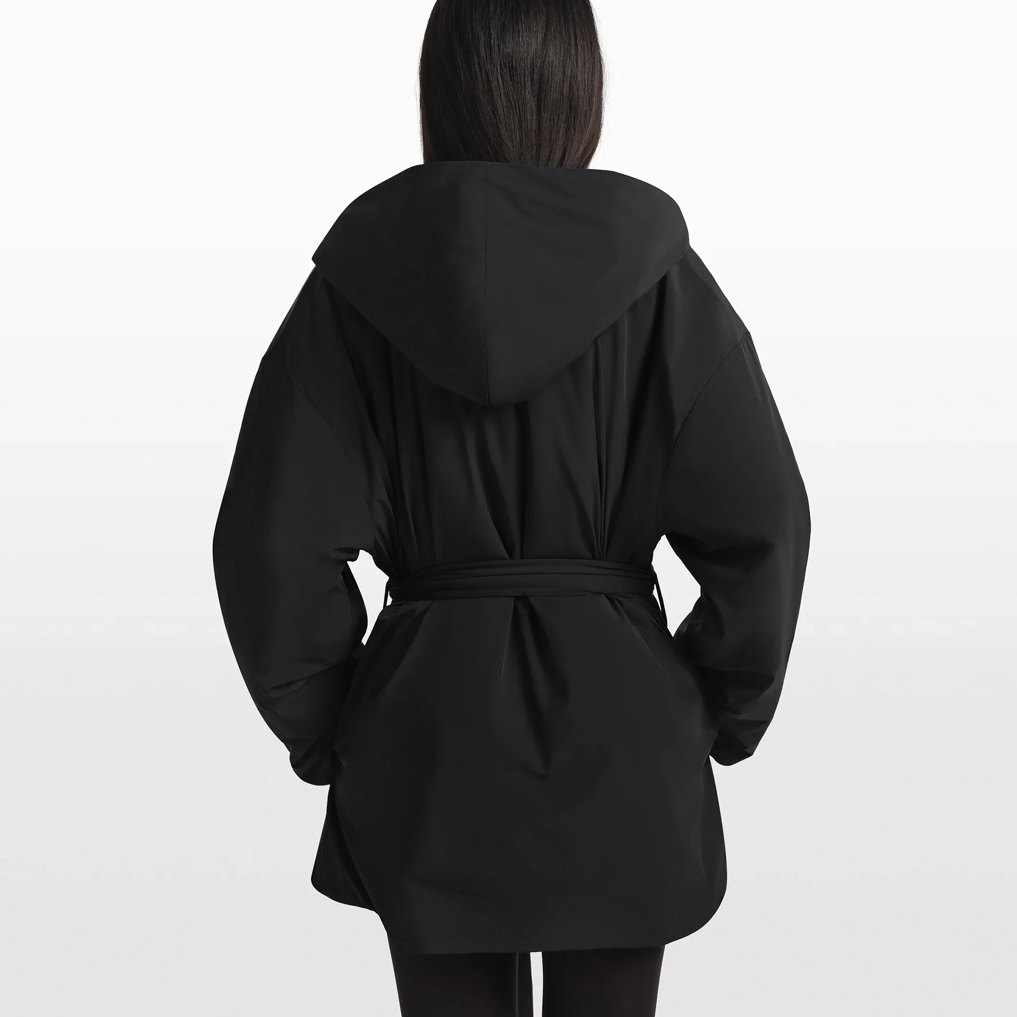 NikeSKIMS WOVEN NYLON WRAP COAT | OBSIDIAN - Image 10