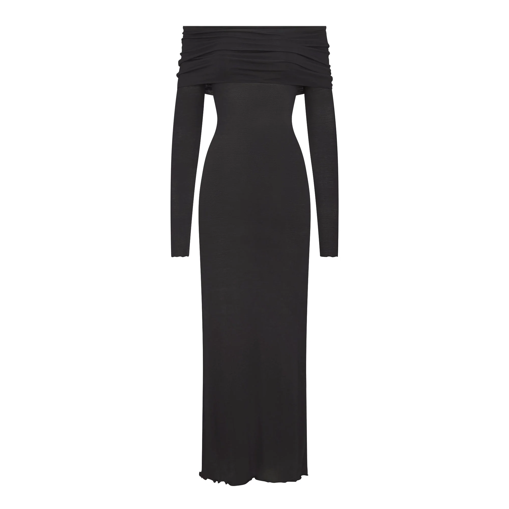 SHEER MODAL OFF THE SHOULDER LONG DRESS | ONYX - Image 6