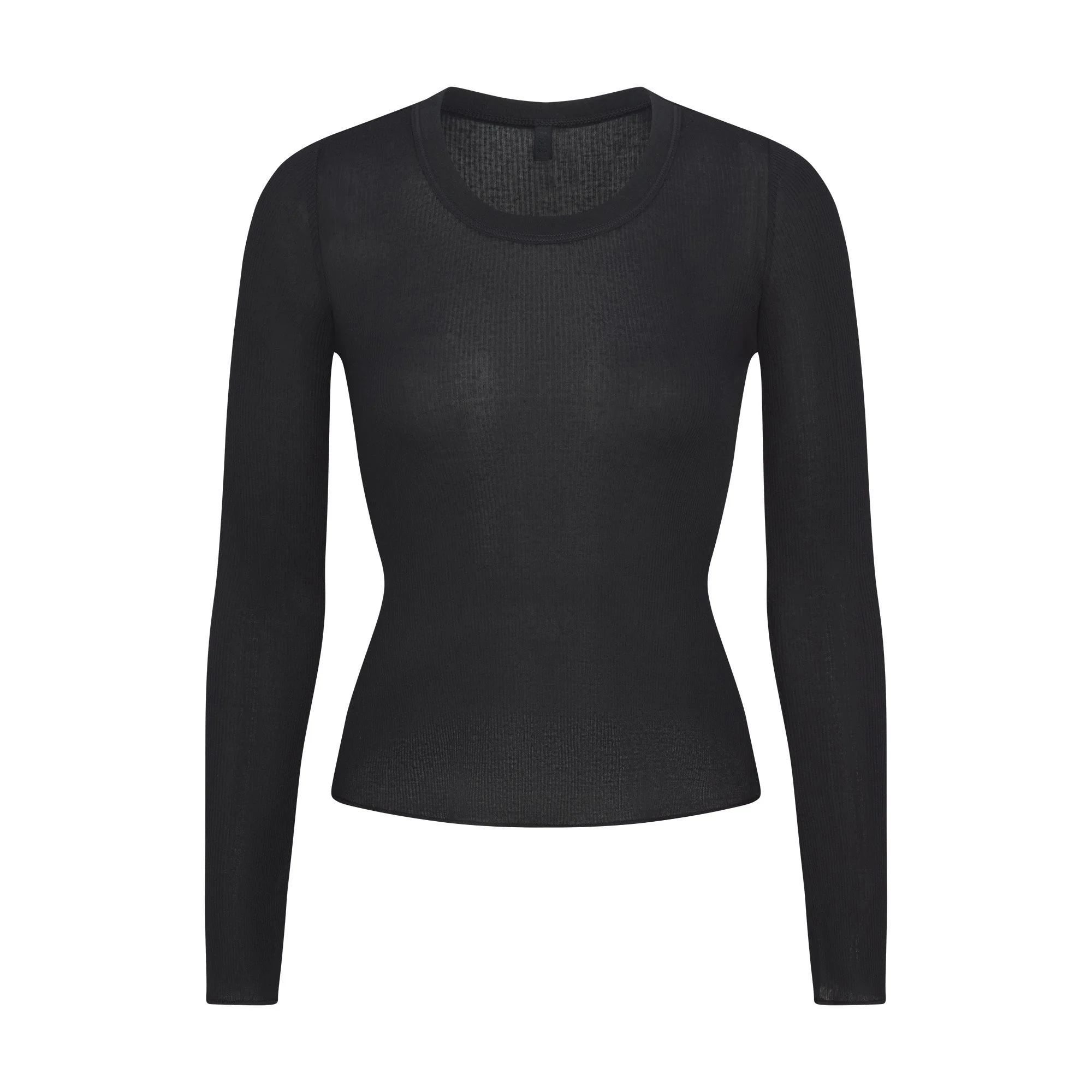 SHEER RIB LONG SLEEVE WIDE CREW | SOOT - Image 5