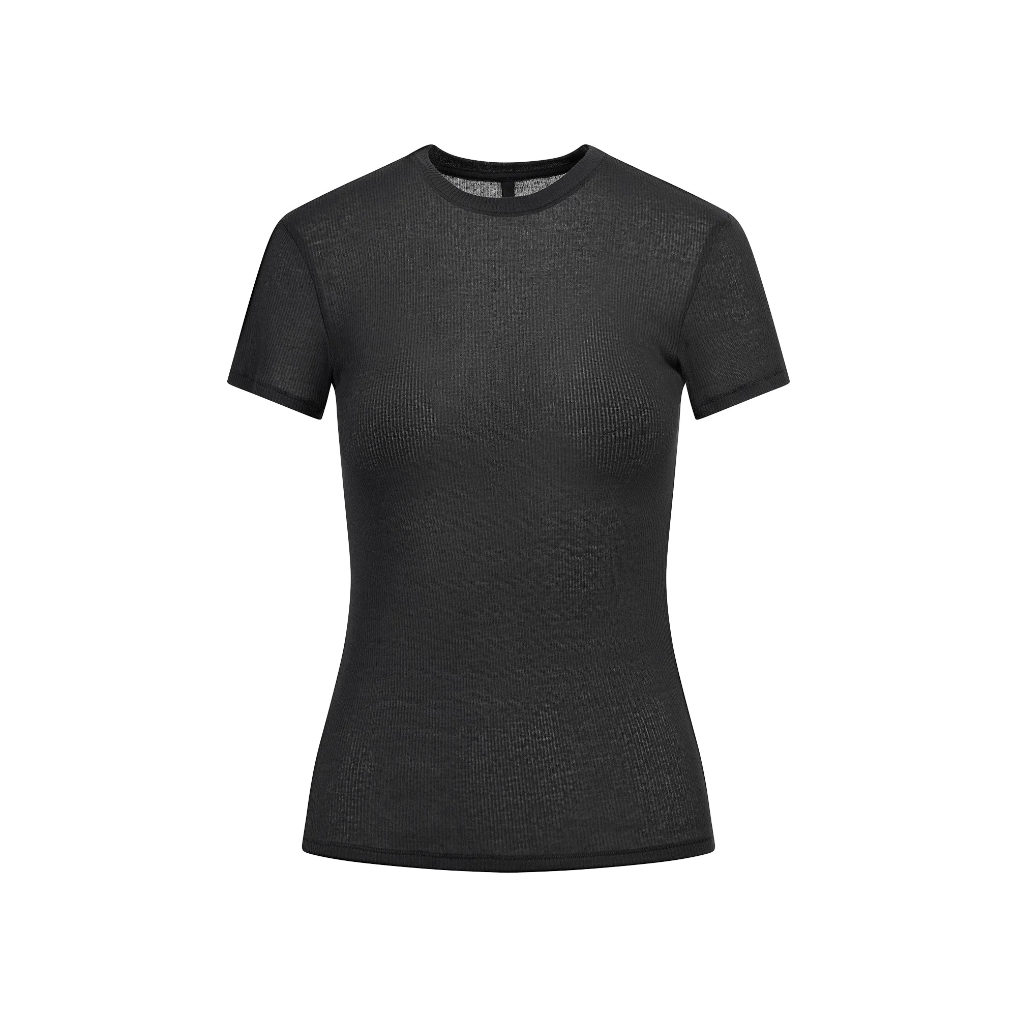 SHEER RIB T-SHIRT | SOOT - Image 7