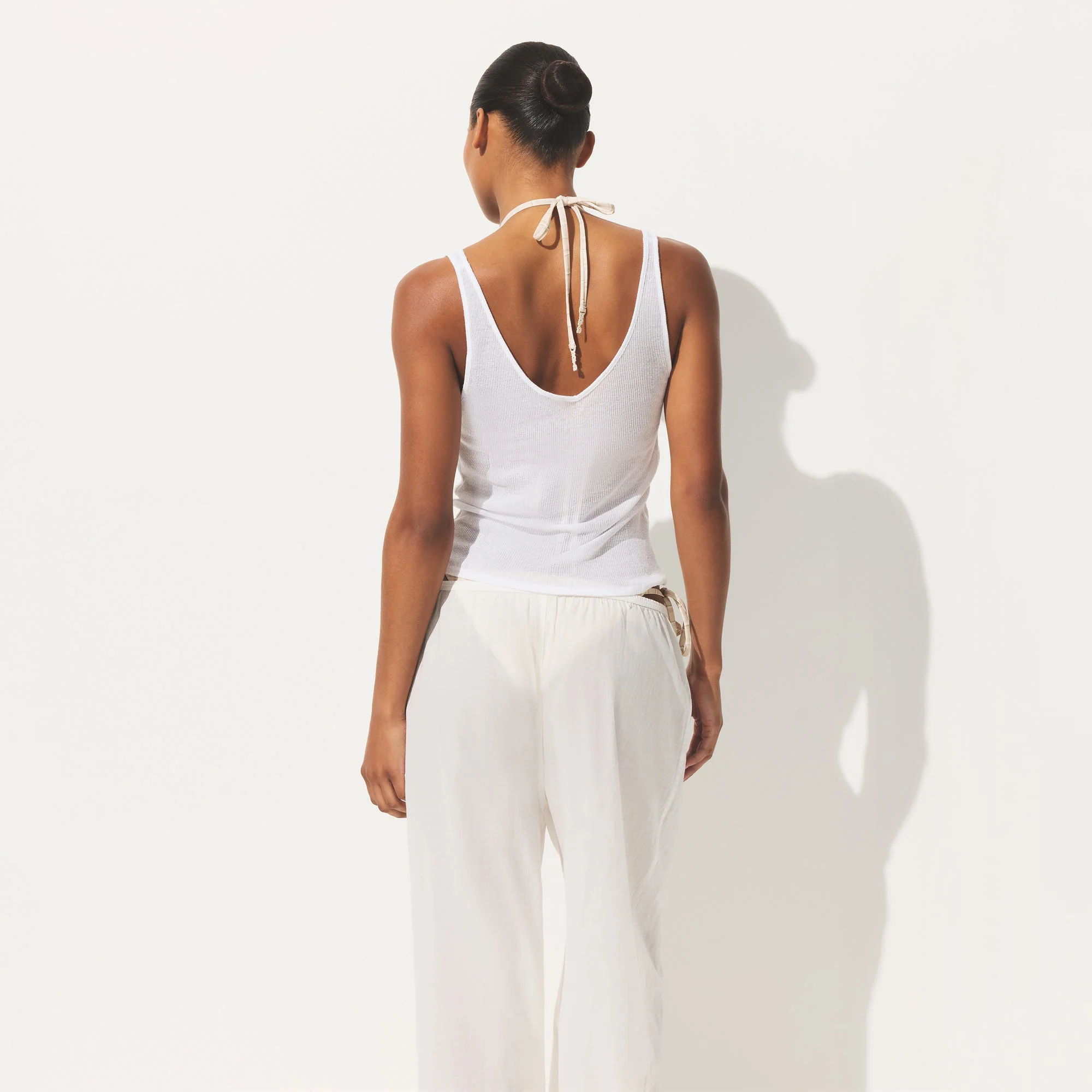 SHEER RIB V NECK TANK | SNOW - Image 3