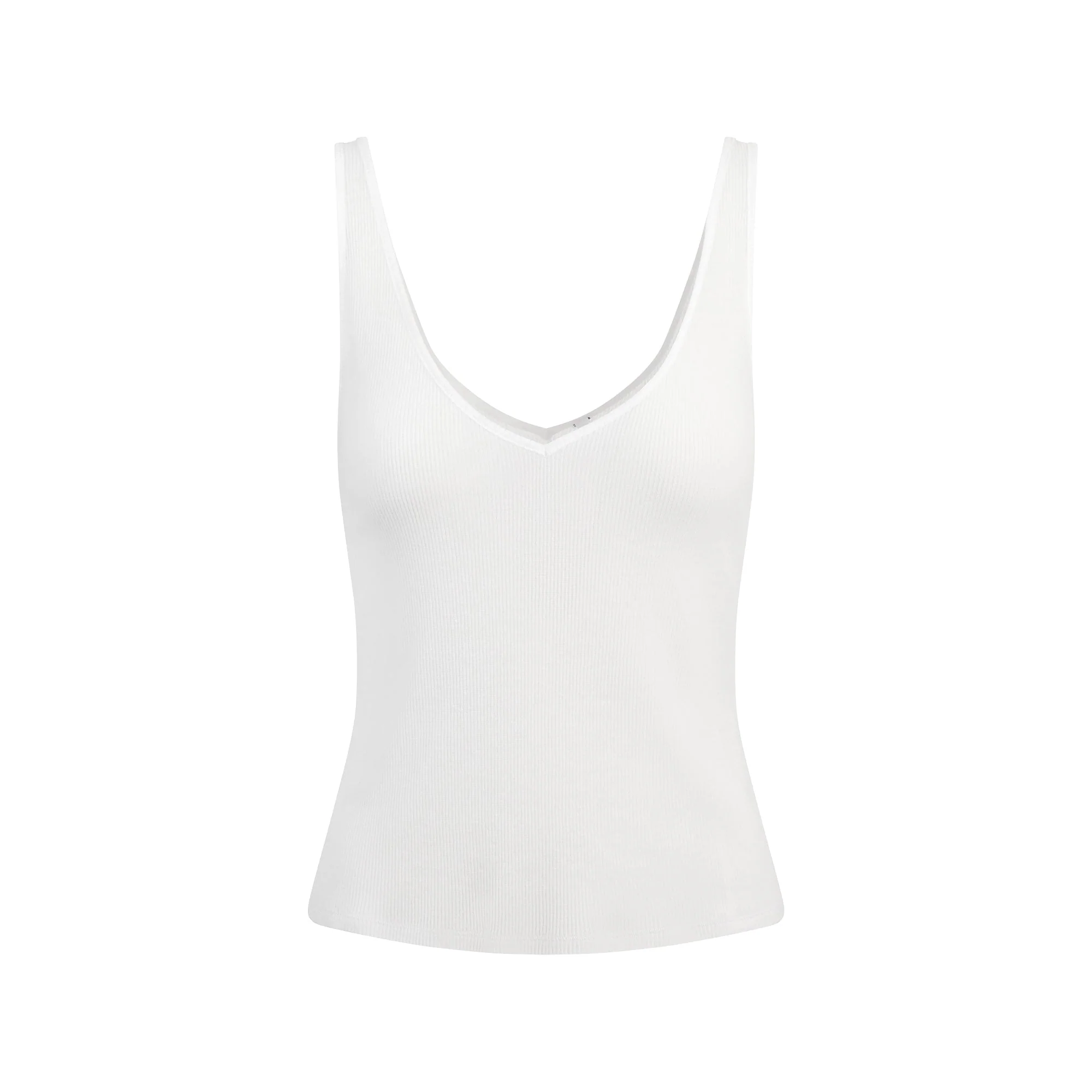 SHEER RIB V NECK TANK | SNOW - Image 4