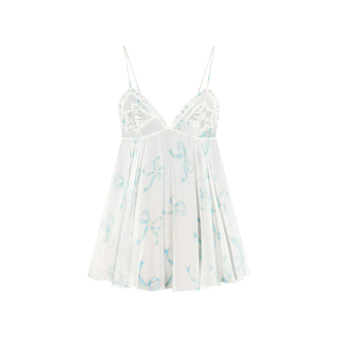 SKIMS ROMANCE BABYDOLL DRESS | IVORY PEARL BOWS PRINT - Image 5