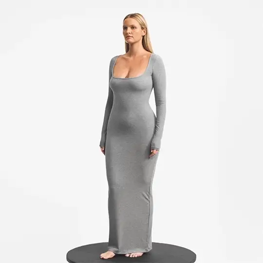SOFT LOUNGE LONG SLEEVE DRESS | ONYX - Image 4