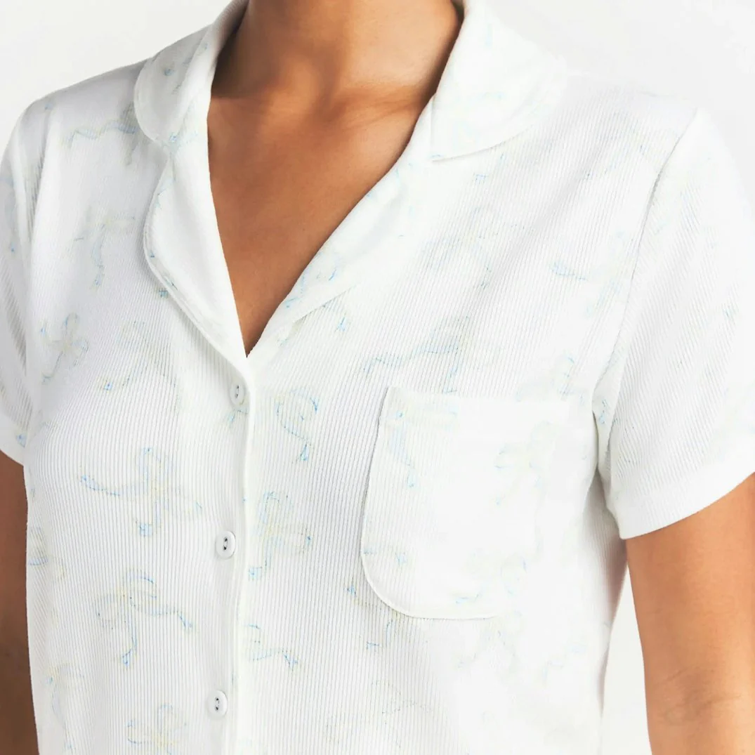 SOFT LOUNGE SHORT SLEEP SET | IVORY PEARL BOWS PRINT - Image 3