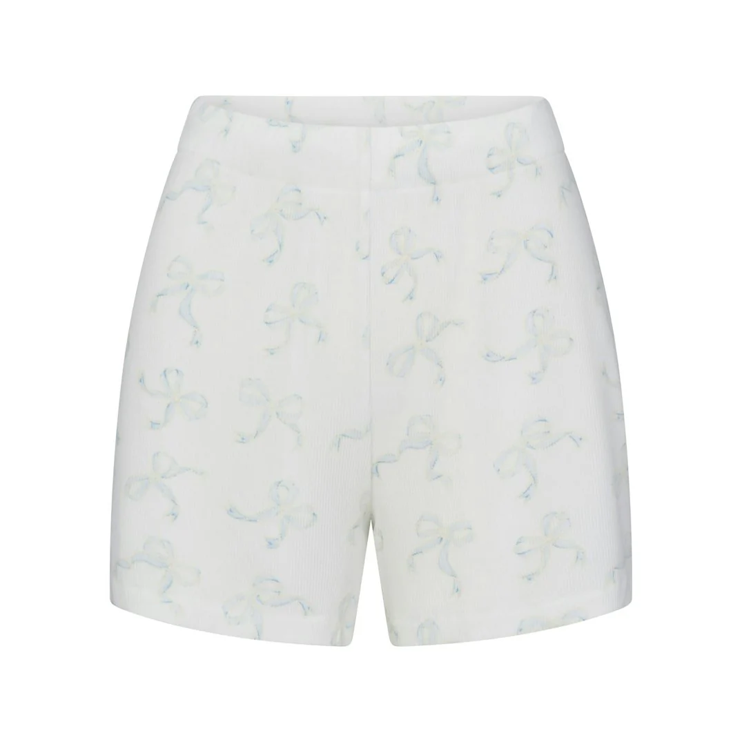 SOFT LOUNGE SHORT SLEEP SET | IVORY PEARL BOWS PRINT - Image 6