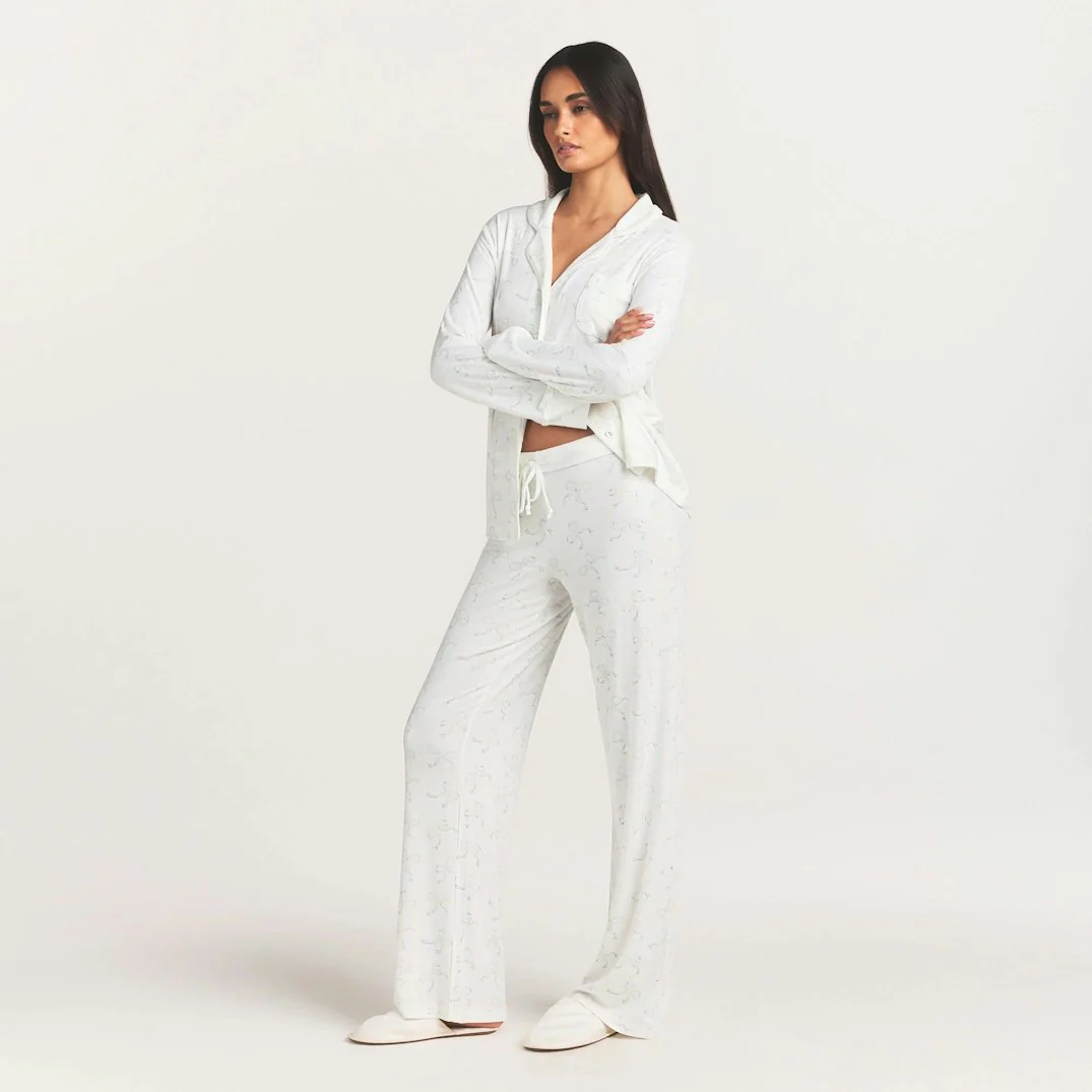 SOFT LOUNGE SLEEP SET | IVORY PEARL BOWS PRINT - Image 3