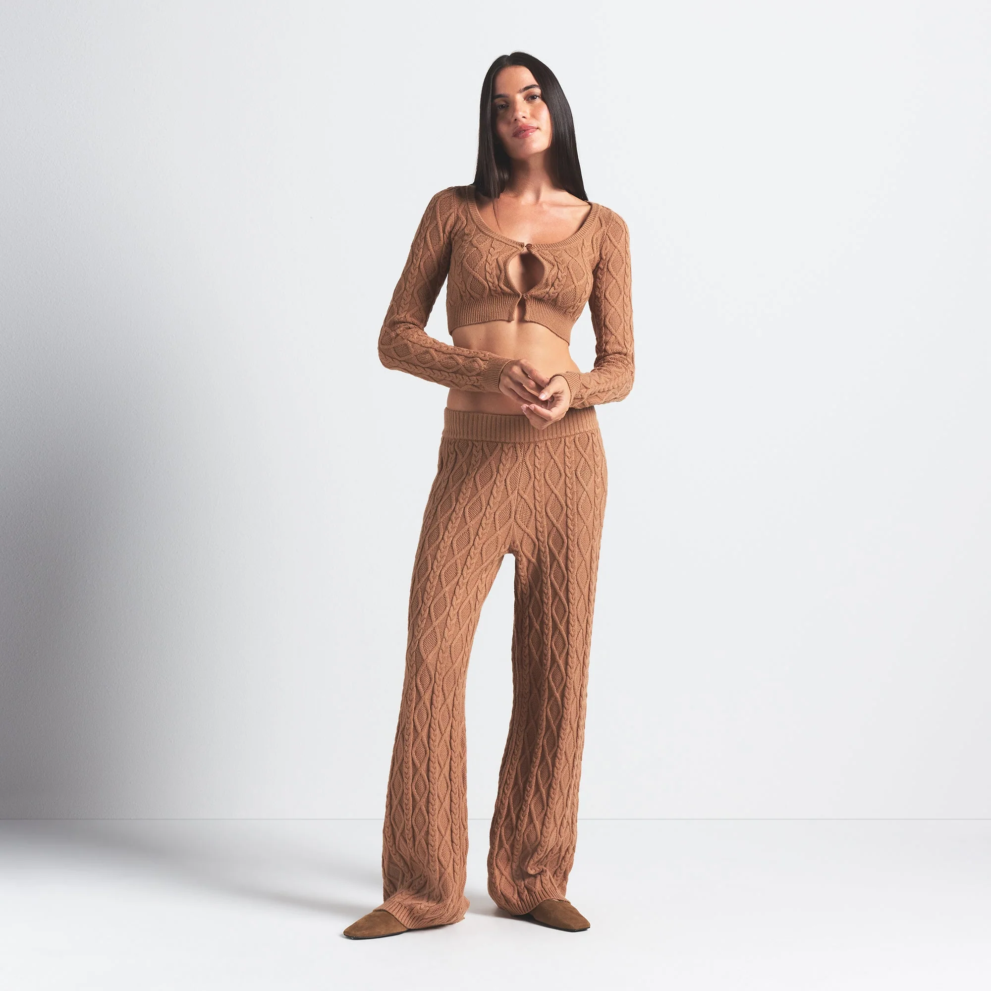 SWEATER KNIT STRAIGHT LEG PANT | DARK HONEY