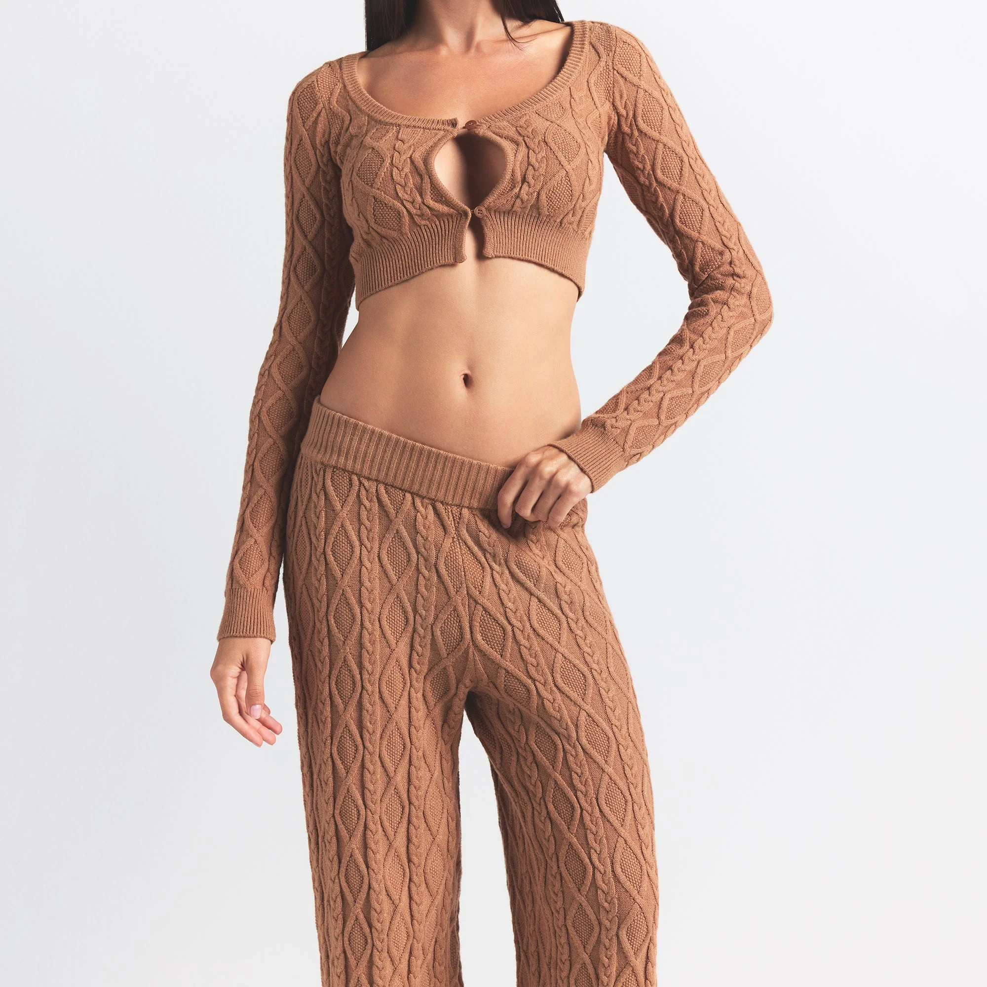 SWEATER KNIT STRAIGHT LEG PANT | DARK HONEY - Image 2