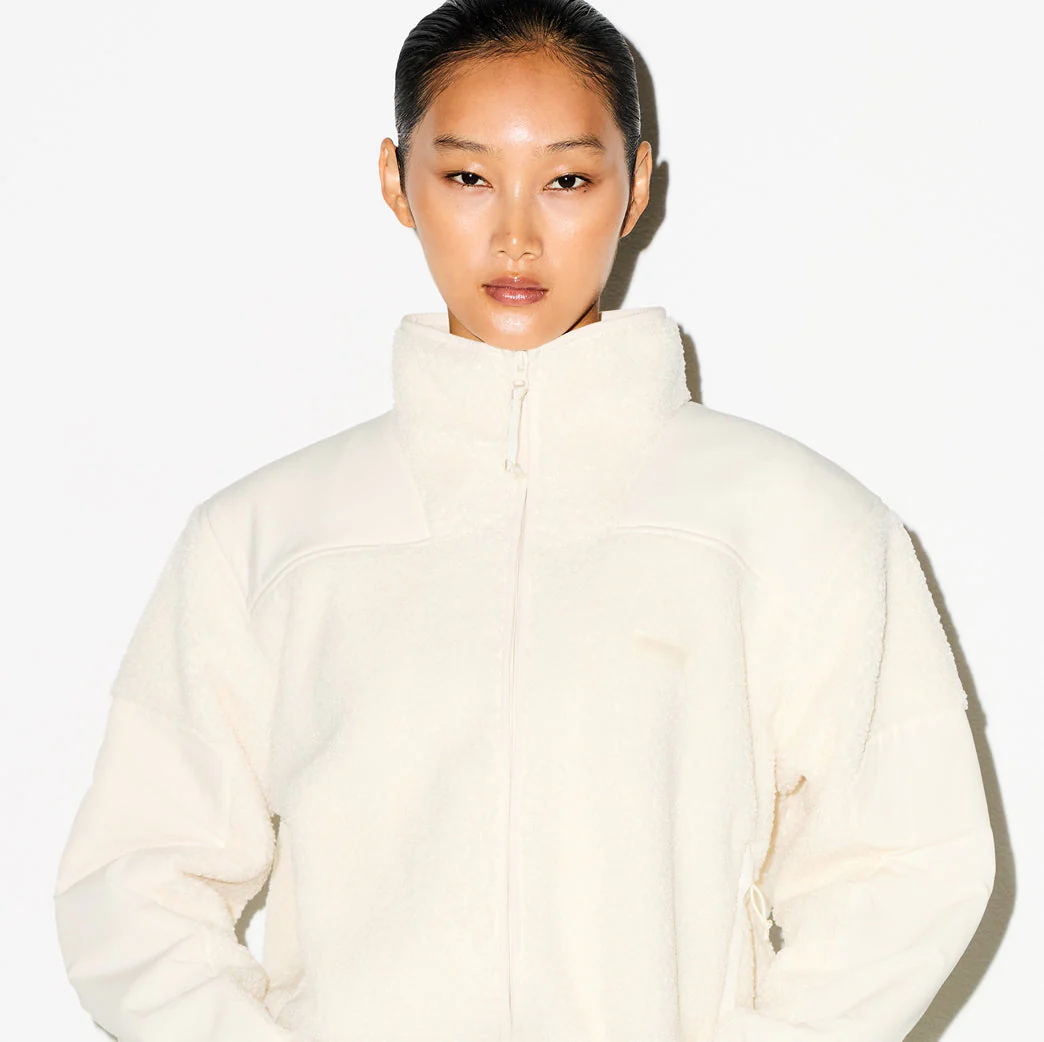 TEDDY BOXY ZIP UP JACKET | ECRU - Image 5