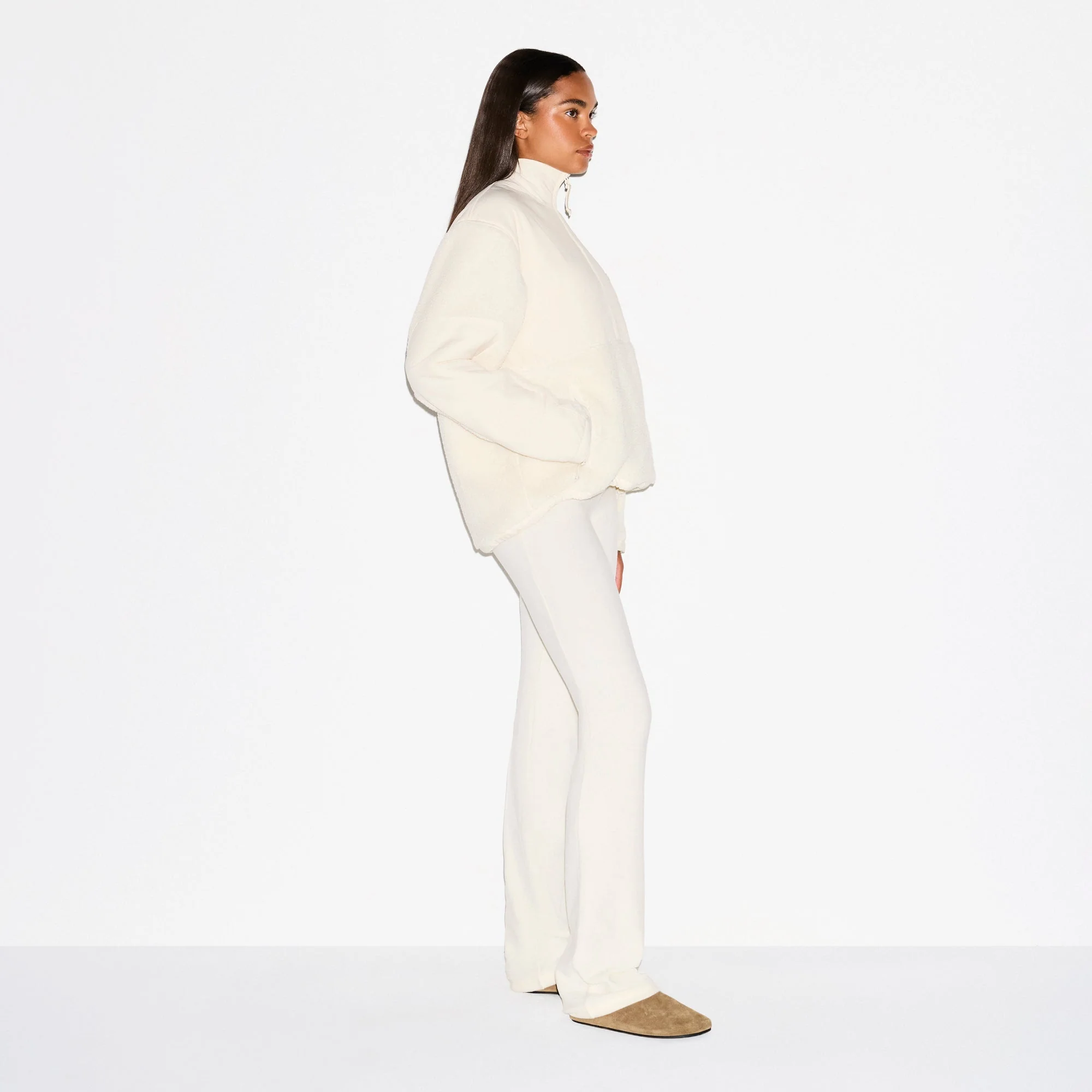 TEDDY OVERSIZED HALF ZIP UP PULLOVER | ECRU - Image 3