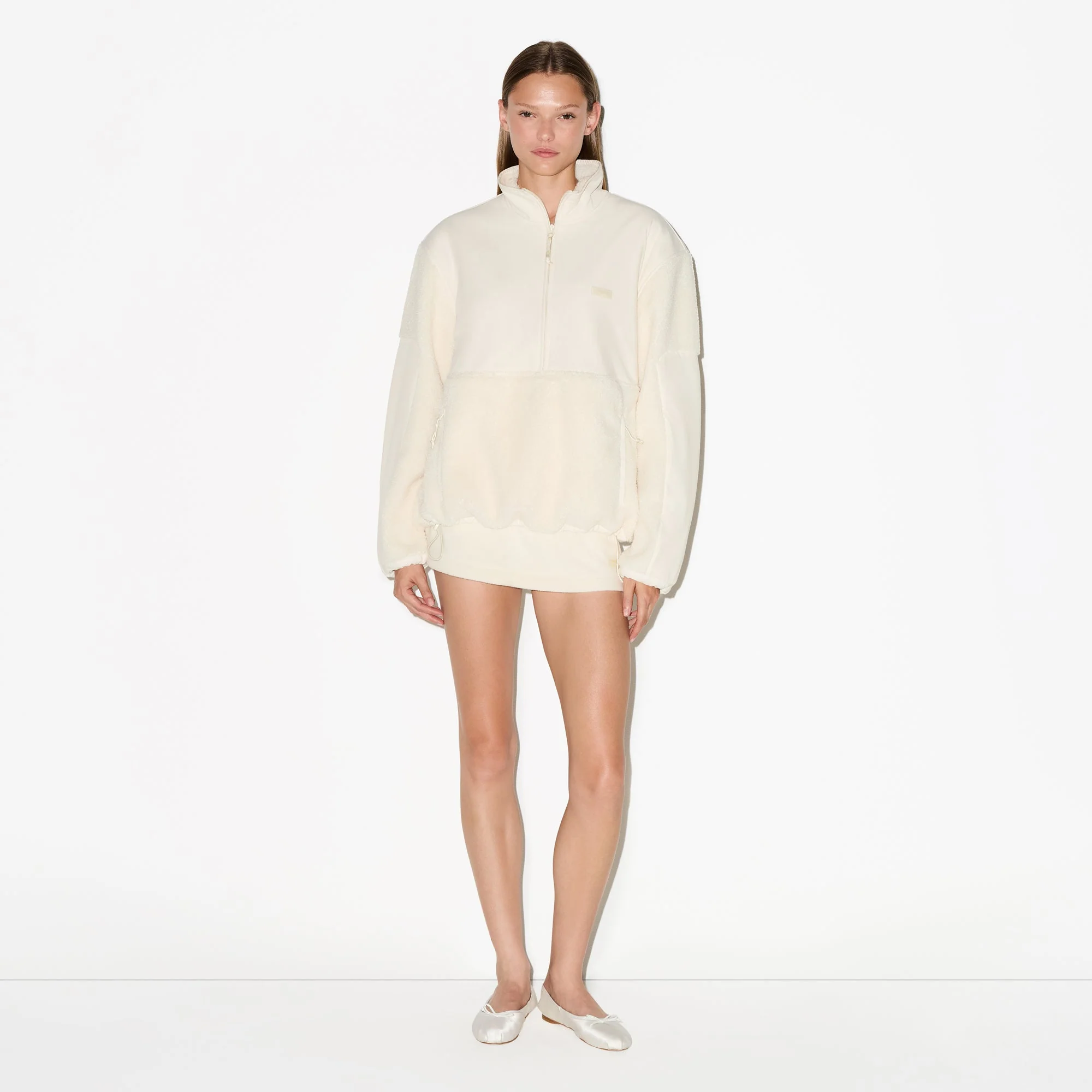 TEDDY OVERSIZED HALF ZIP UP PULLOVER | ECRU - Image 5