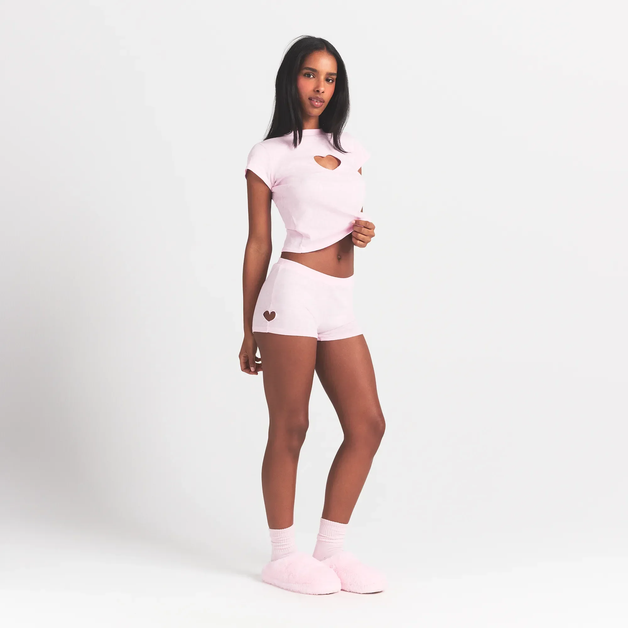 WORN IN JERSEY HEART MICRO SHORT | BABY PINK - Image 4