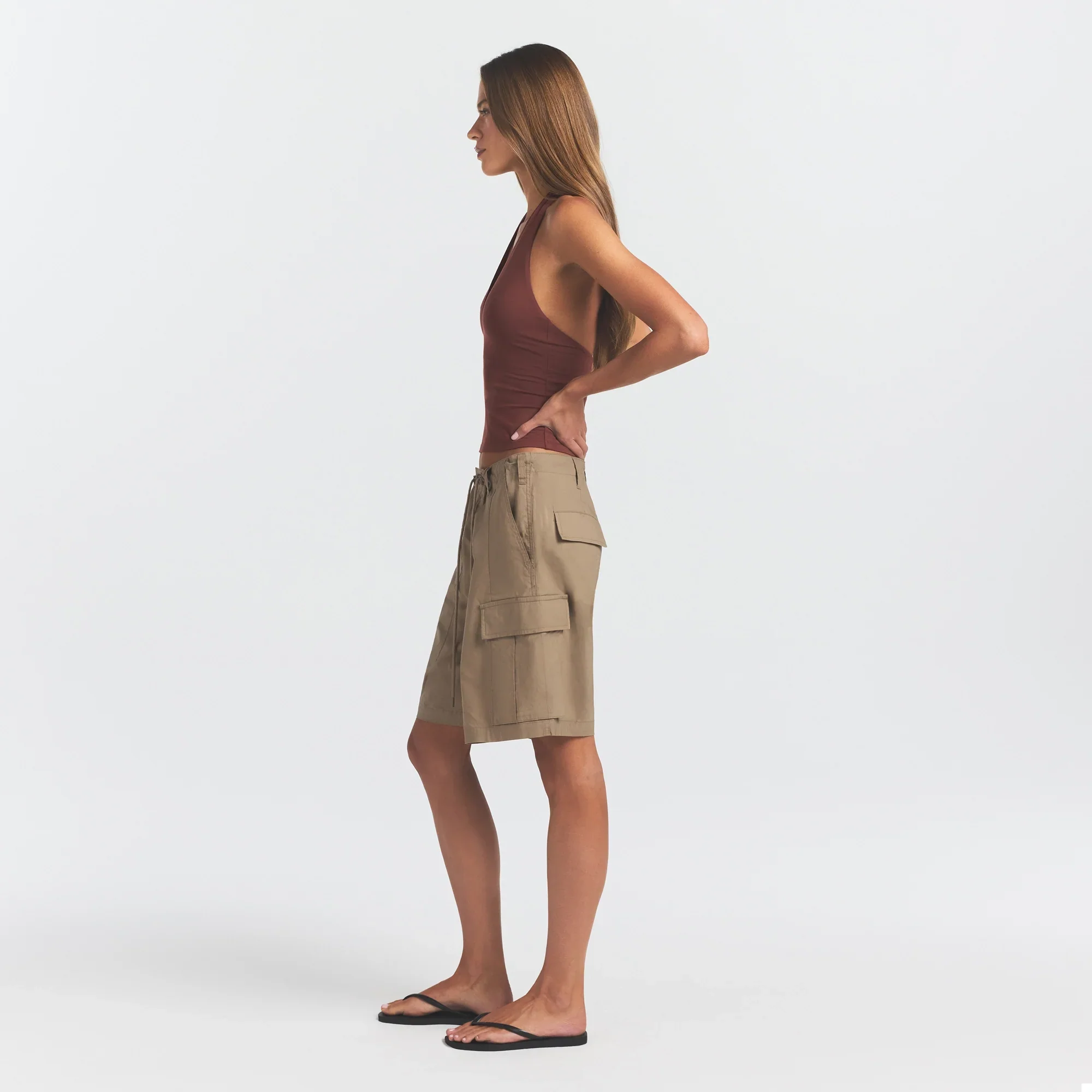 WOVEN COTTON OVERSIZED CARGO SHORT | DESERT - Image 3