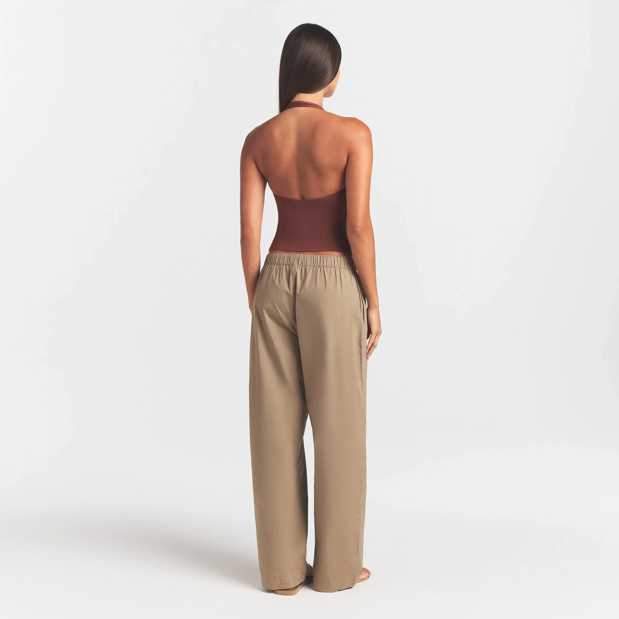 WOVEN COTTON OVERSIZED STRAIGHT LEG PANT | DESERT - Image 4
